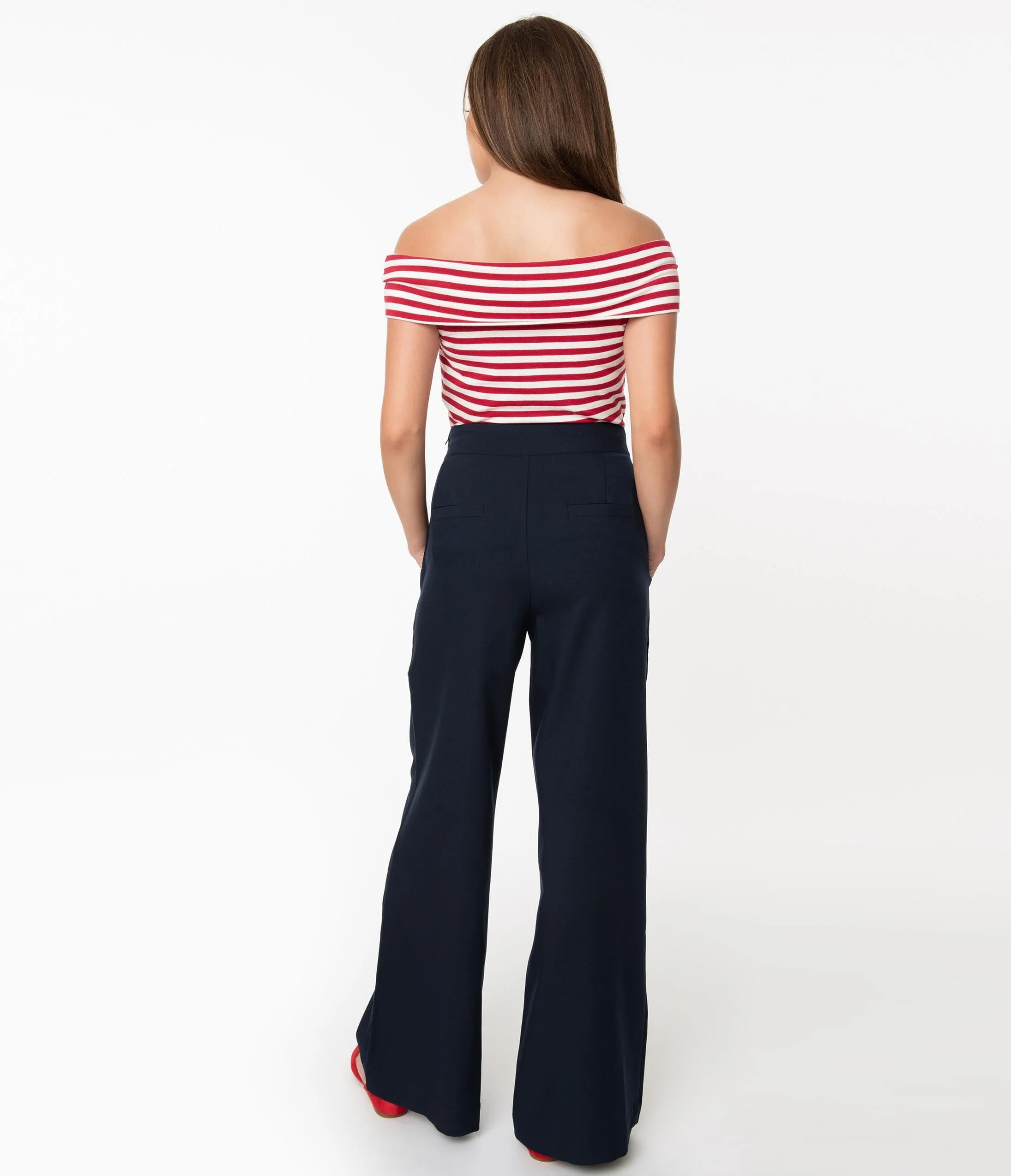 Unique Vintage 1940s Navy Blue High Waist Sailor Ginger Pants - Image 3