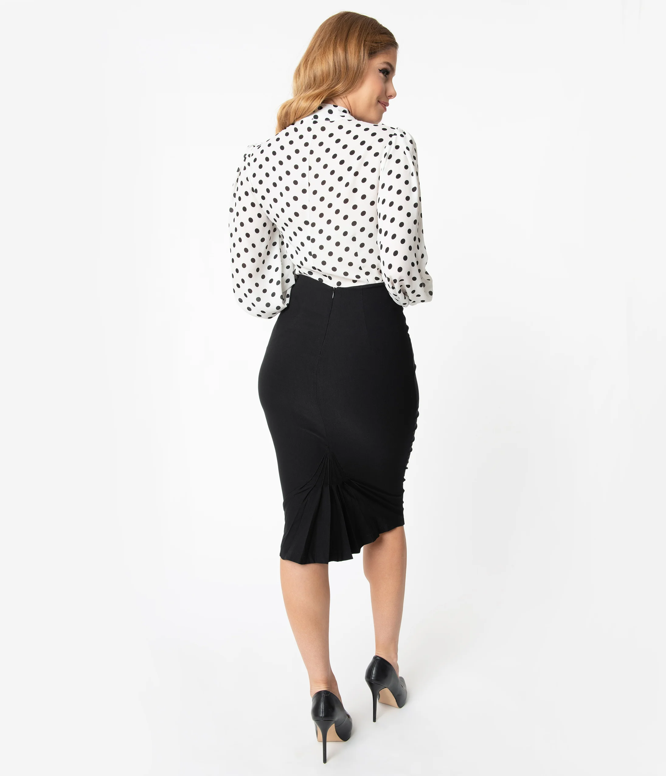 Unique Vintage 1950s Black High Waist Tracy Wiggle Skirt - Image 3