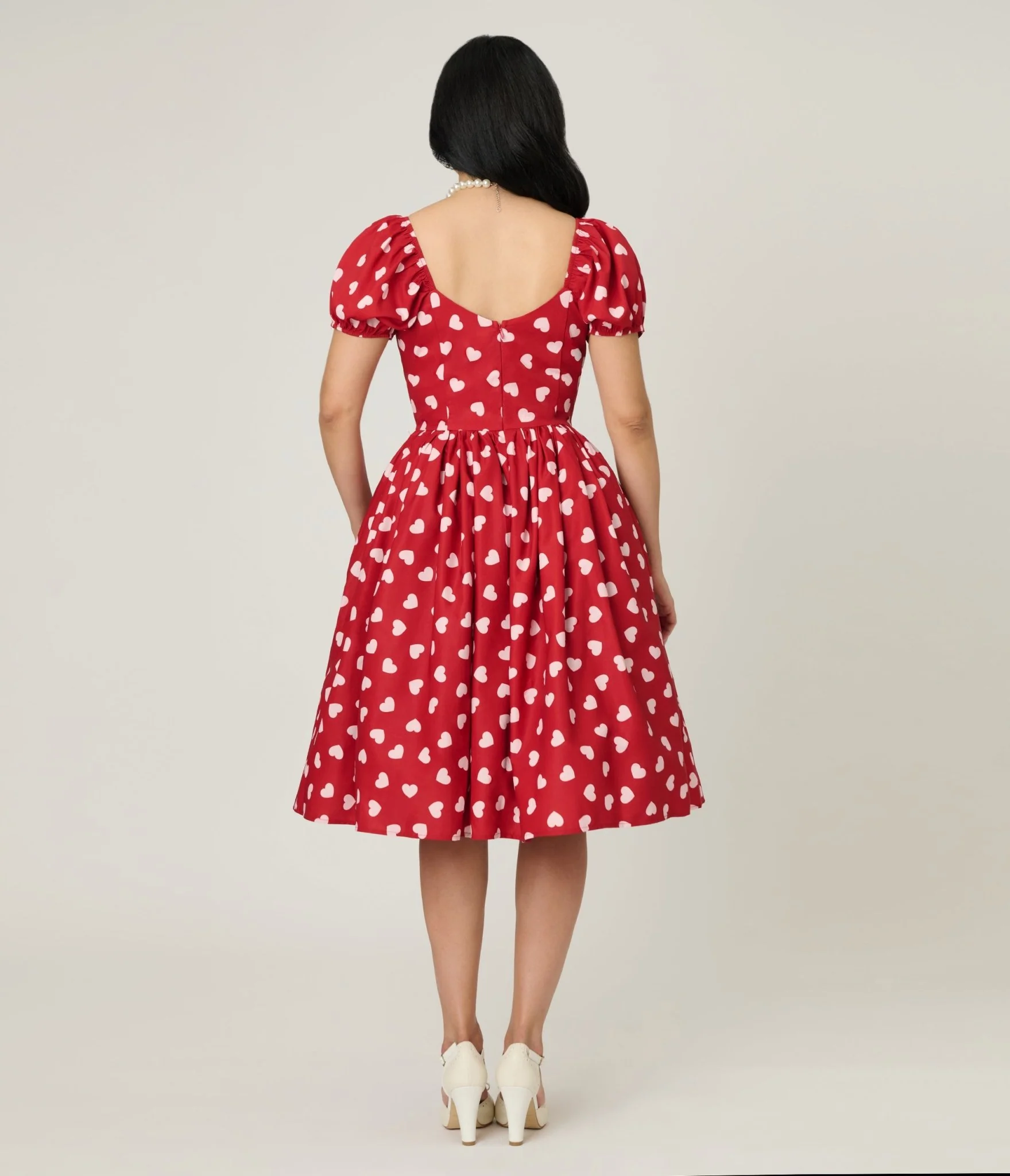 Unique Vintage 1950s Red & Pink Heart Convertible Sweetheart Dress - Image 2