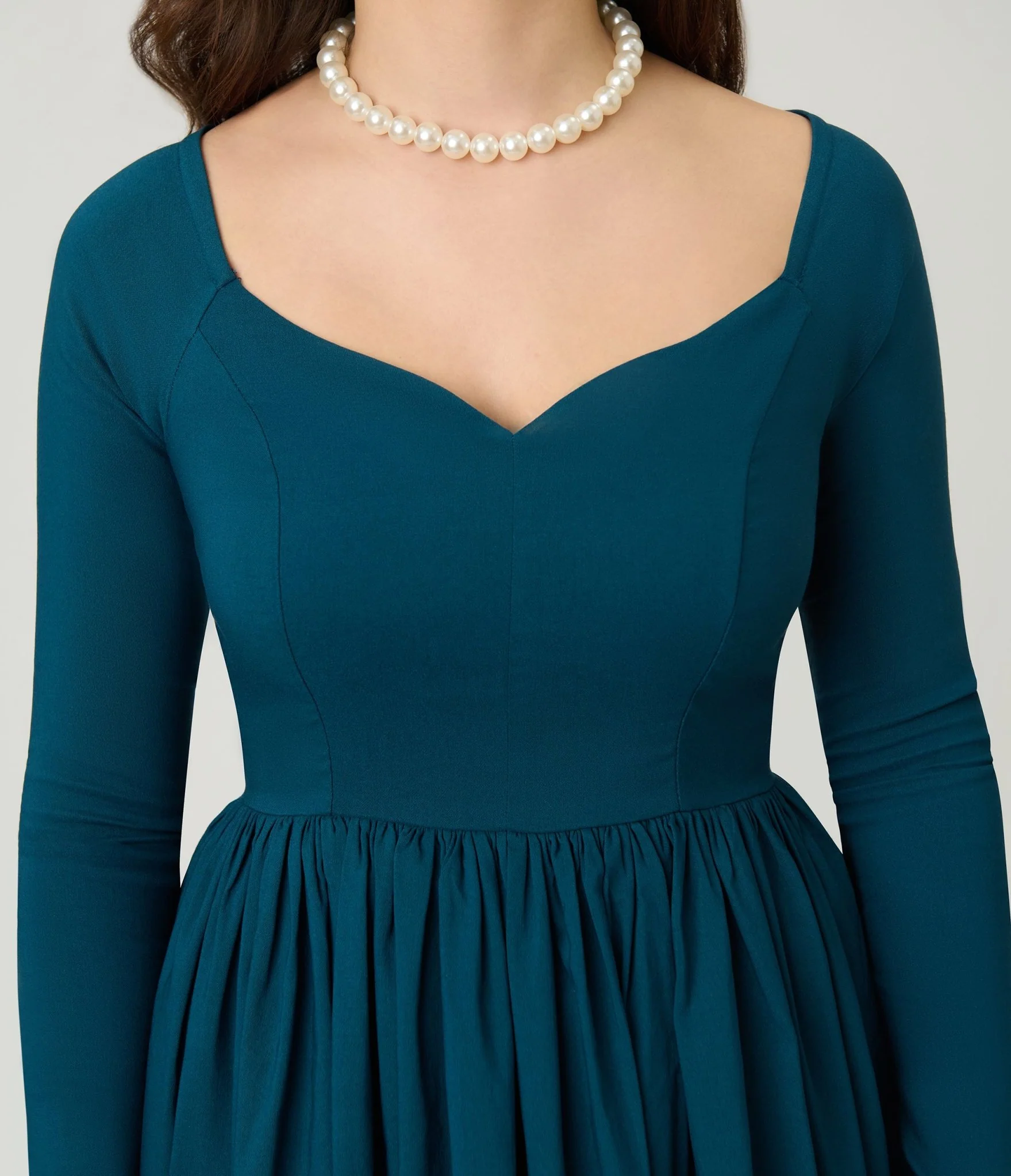 Unique Vintage 1950s Teal Sweetheart Swing Dress - Image 5