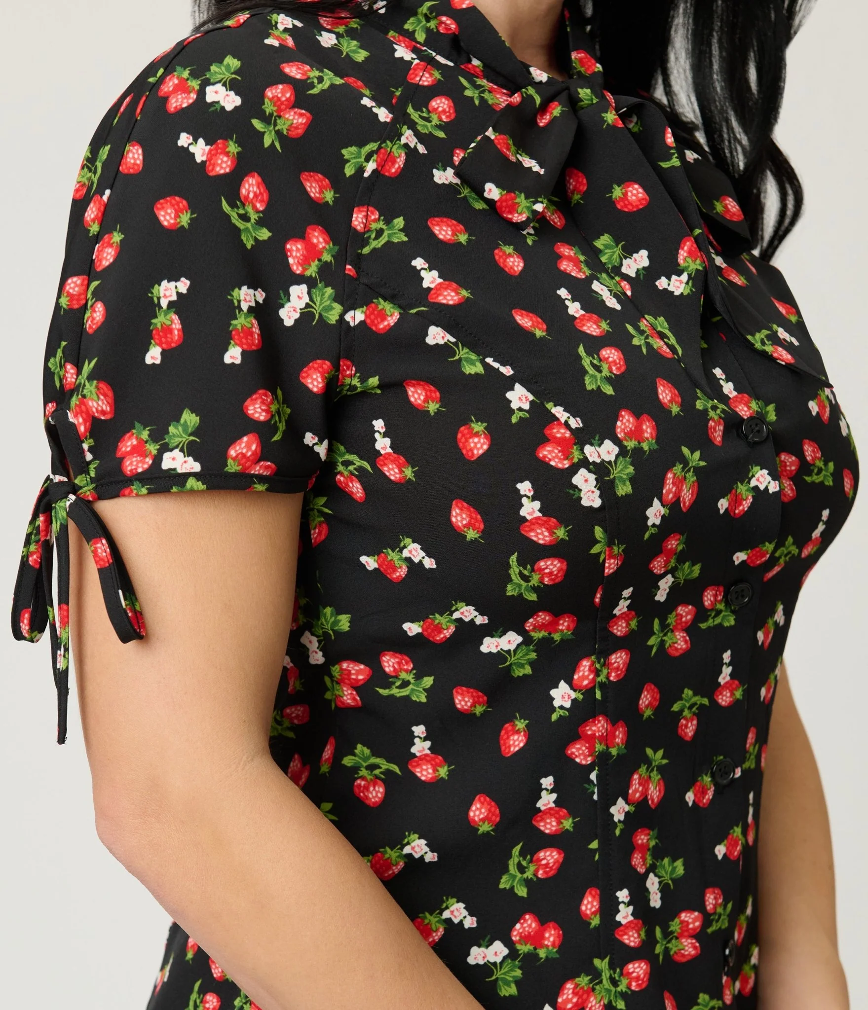 Unique Vintage Black & Berries Print Chita Blouse - Image 5