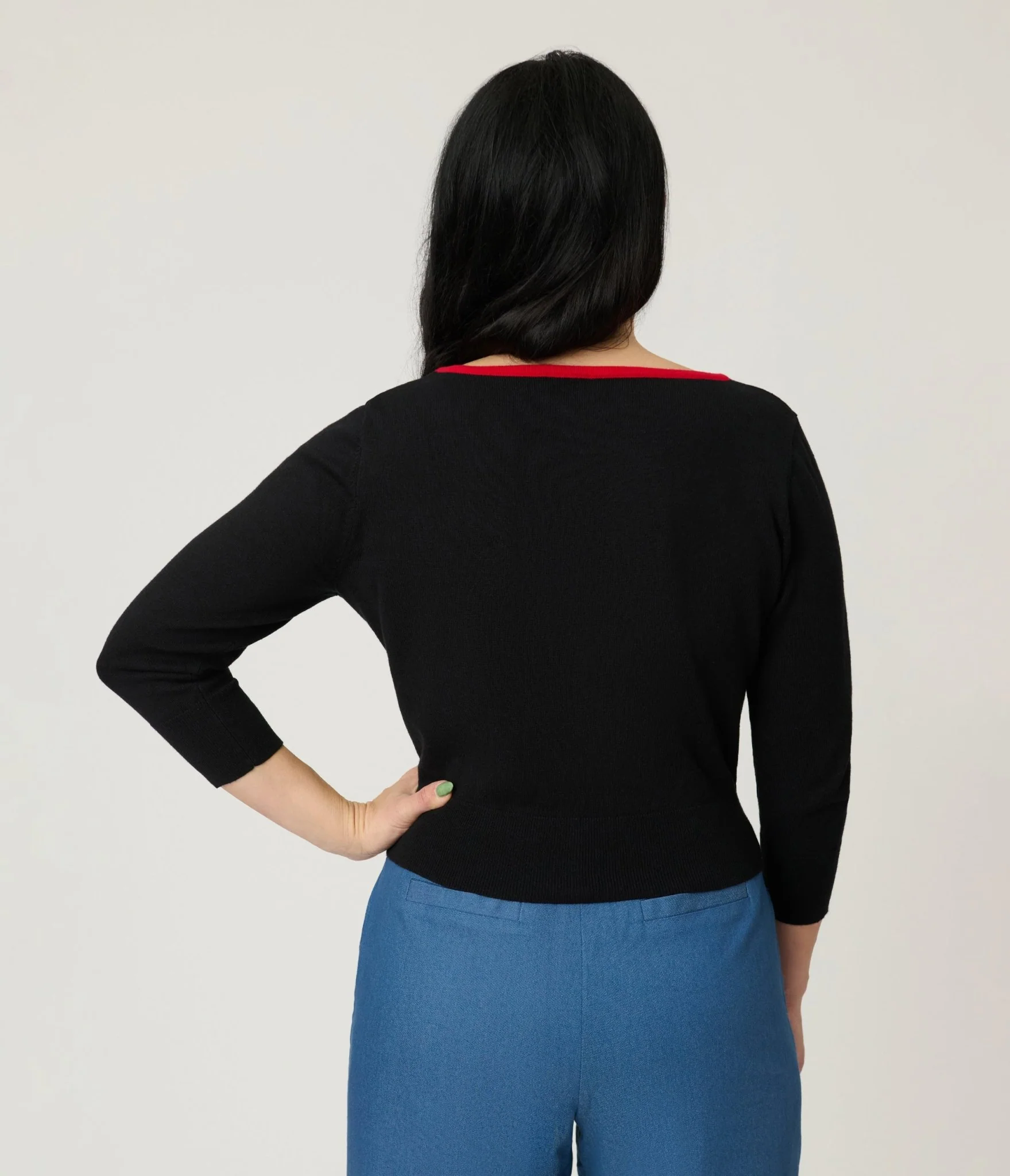 Unique Vintage Black & Cherries Cardigan - Image 2
