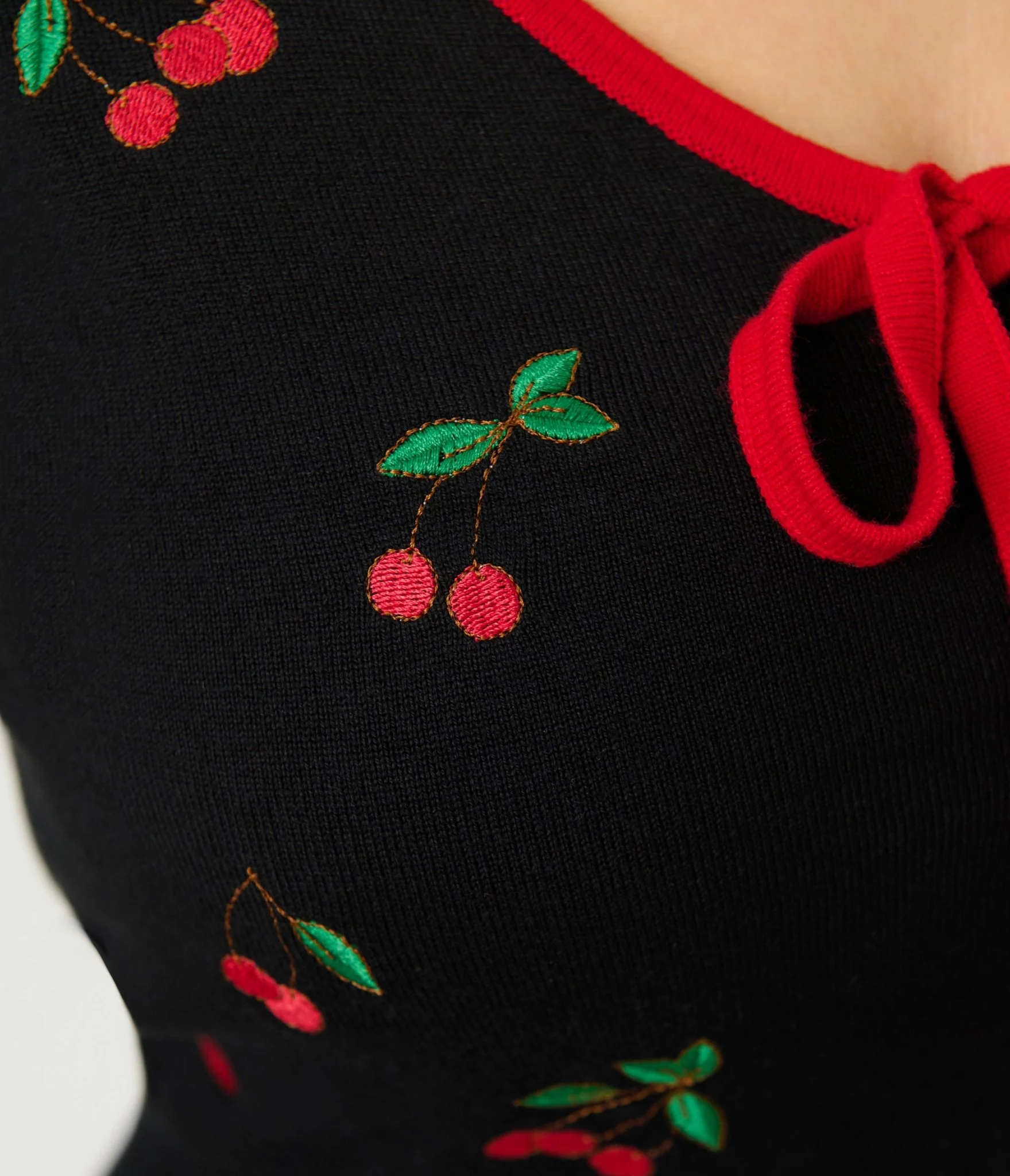 Unique Vintage Black & Cherries Cardigan - Image 5