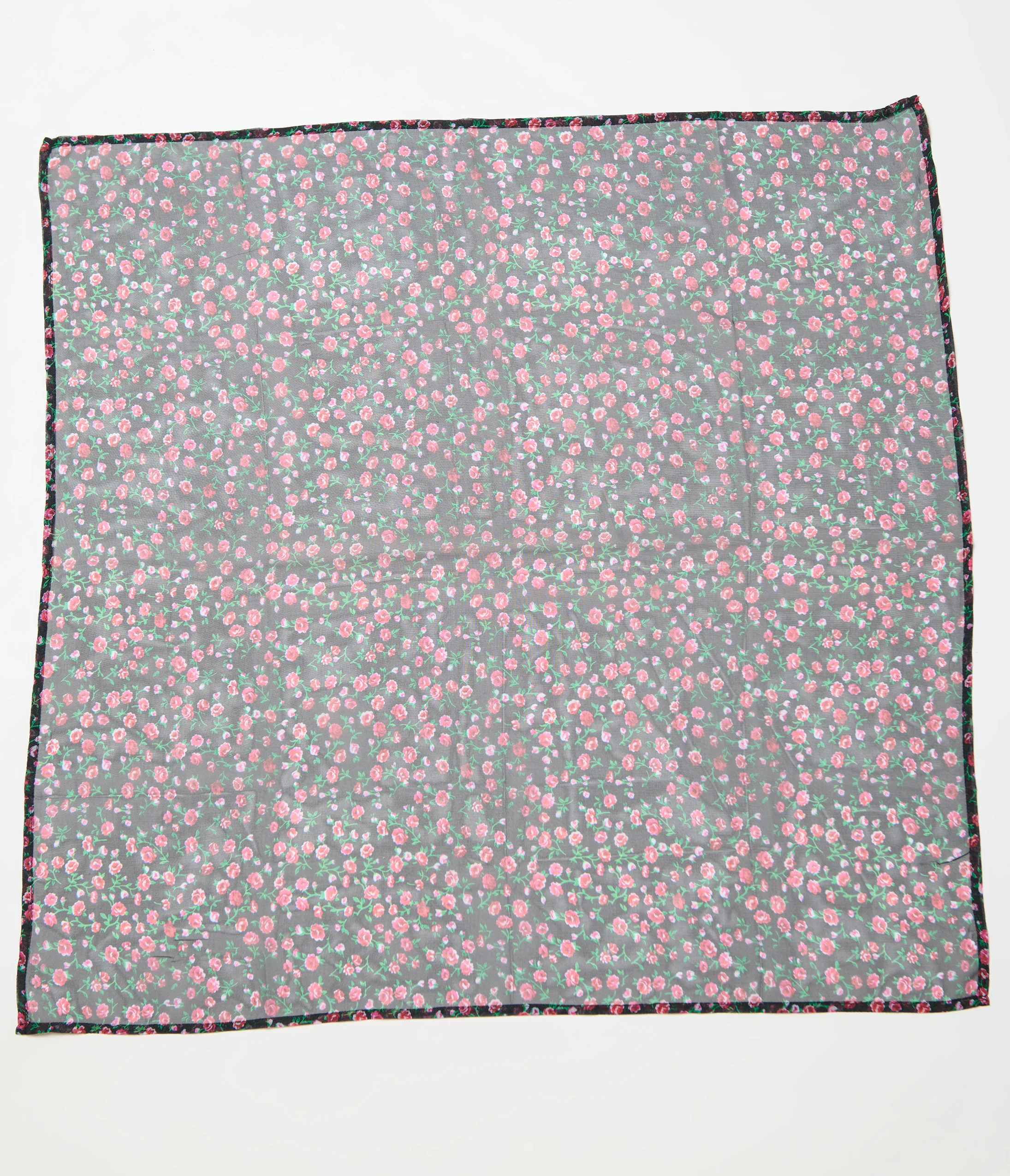 Unique Vintage Black Ditzy Rose Hair Scarf - Image 2