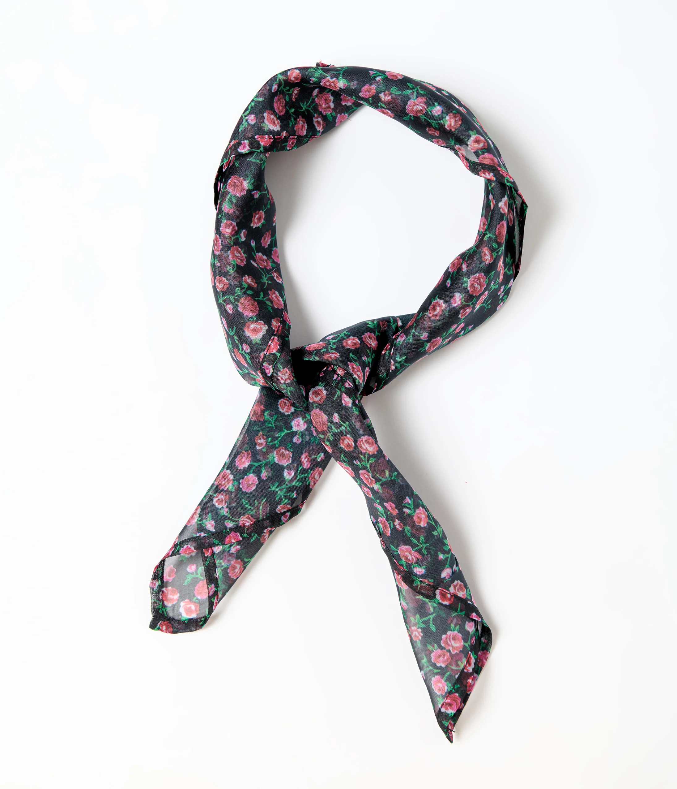 Unique Vintage Black Ditzy Rose Hair Scarf - Image 3