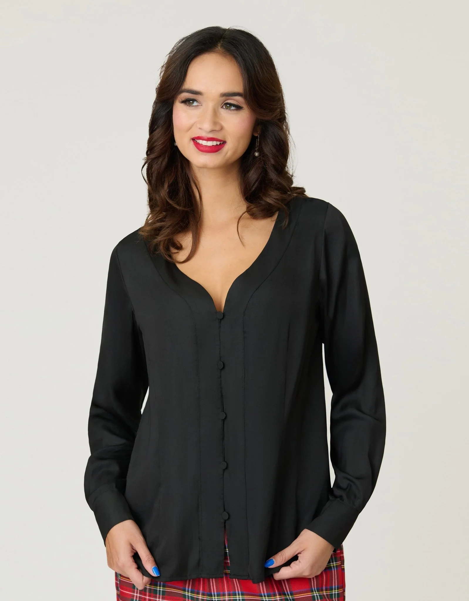 Unique Vintage Black Long Sleeve Blouse - Image 3