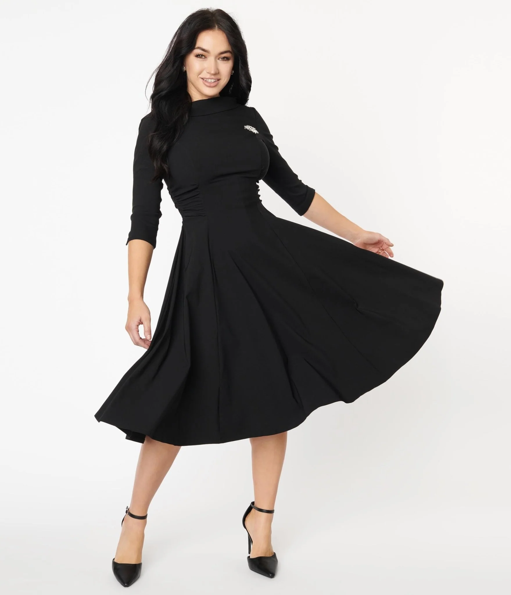 Unique Vintage Black Nicola Swing Dress - Image 4