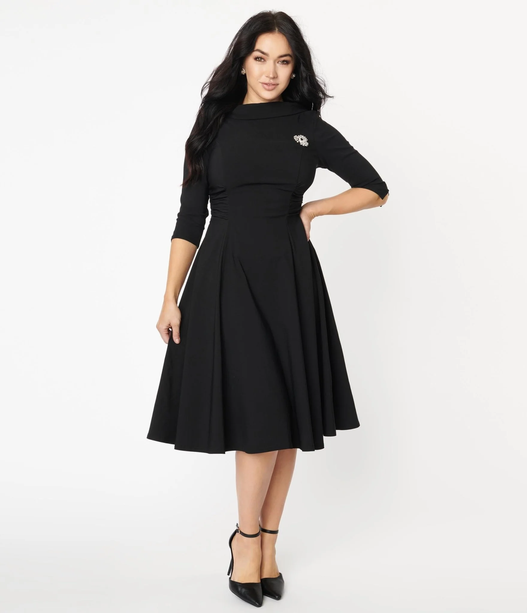 Unique Vintage Black Nicola Swing Dress - Image 5