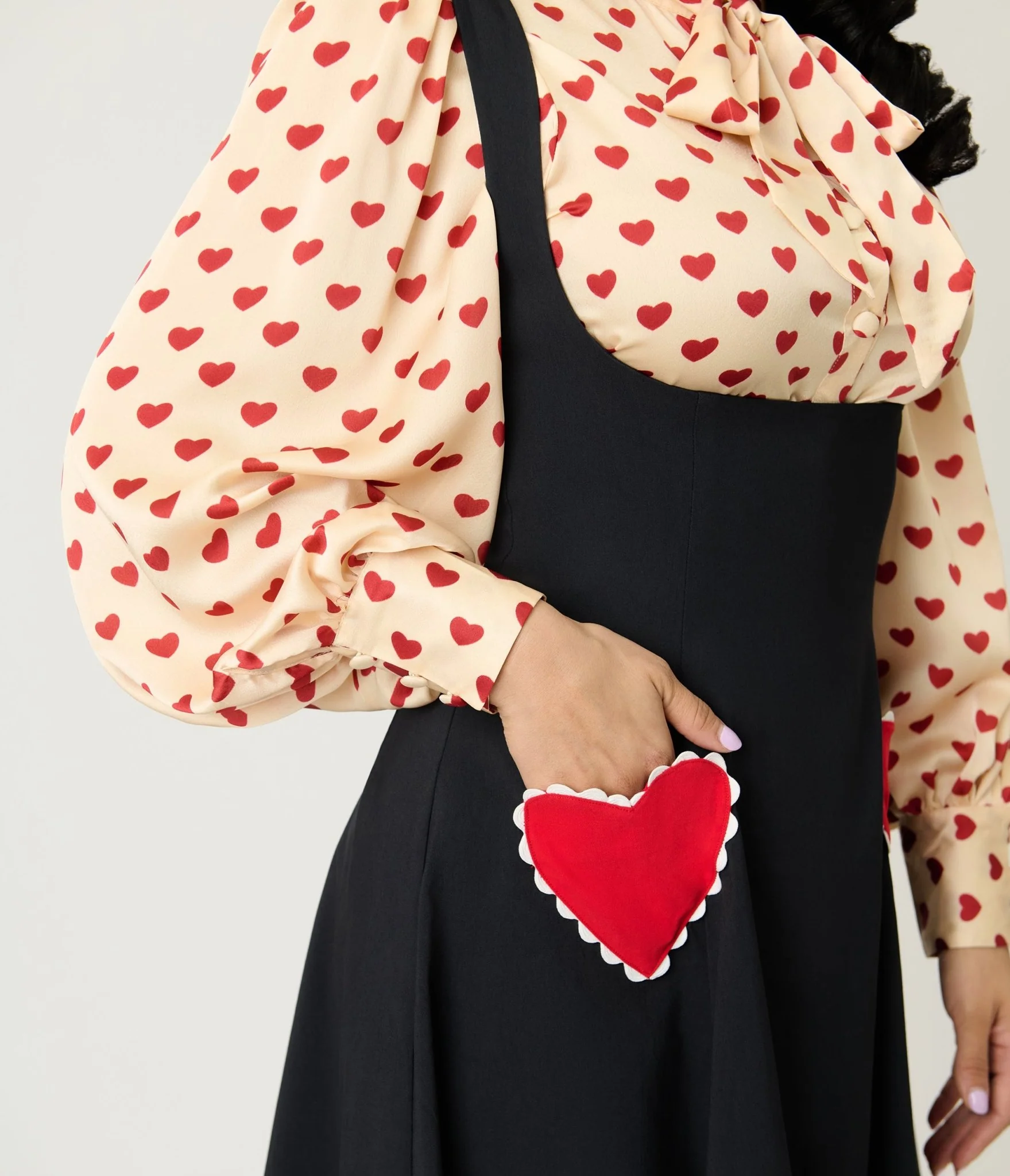 Unique Vintage Black & Red Heart Amma Swing Skirt - Image 5