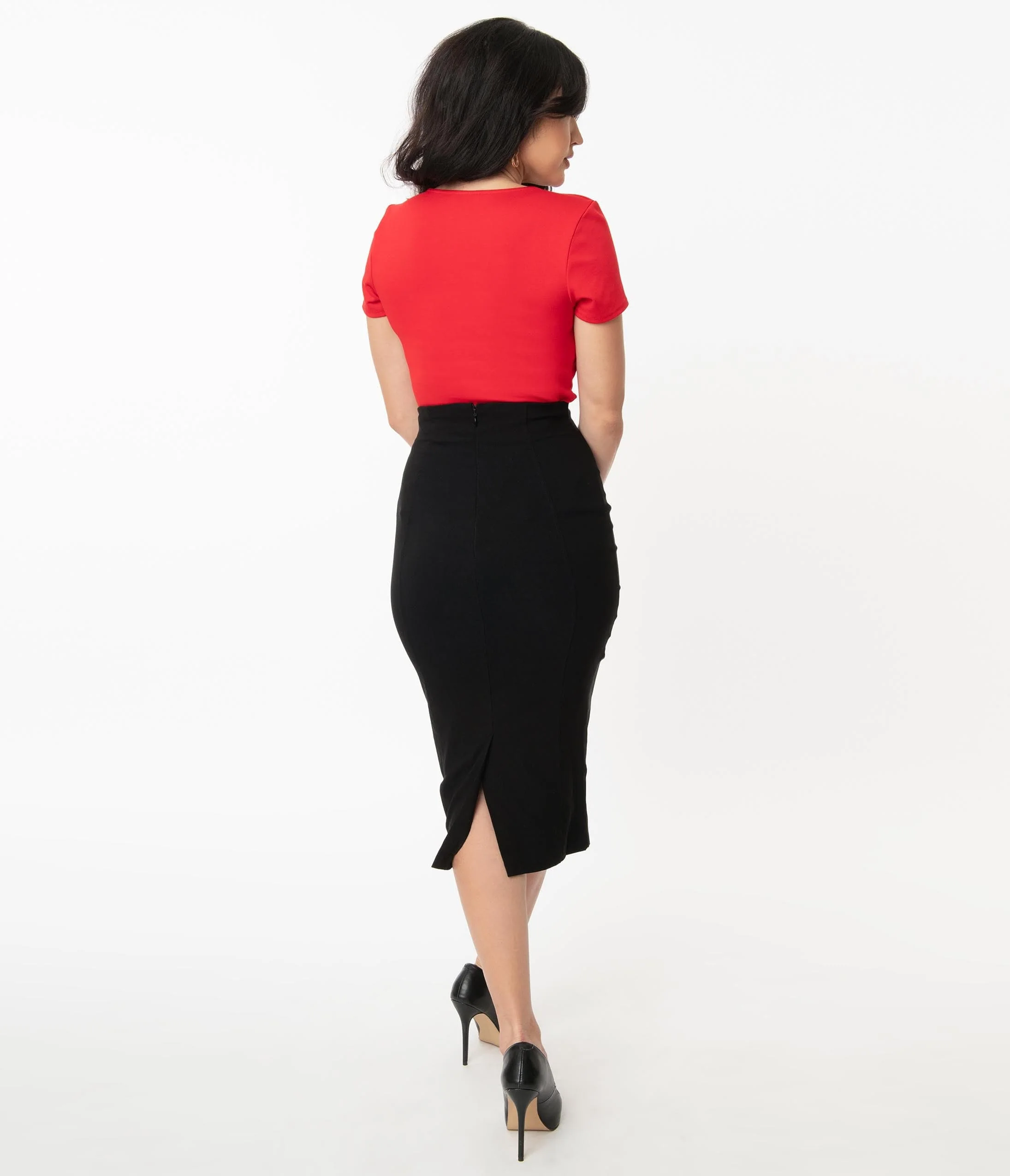 Unique Vintage Black Sailor High Waist Sierra Pencil Skirt - Image 3