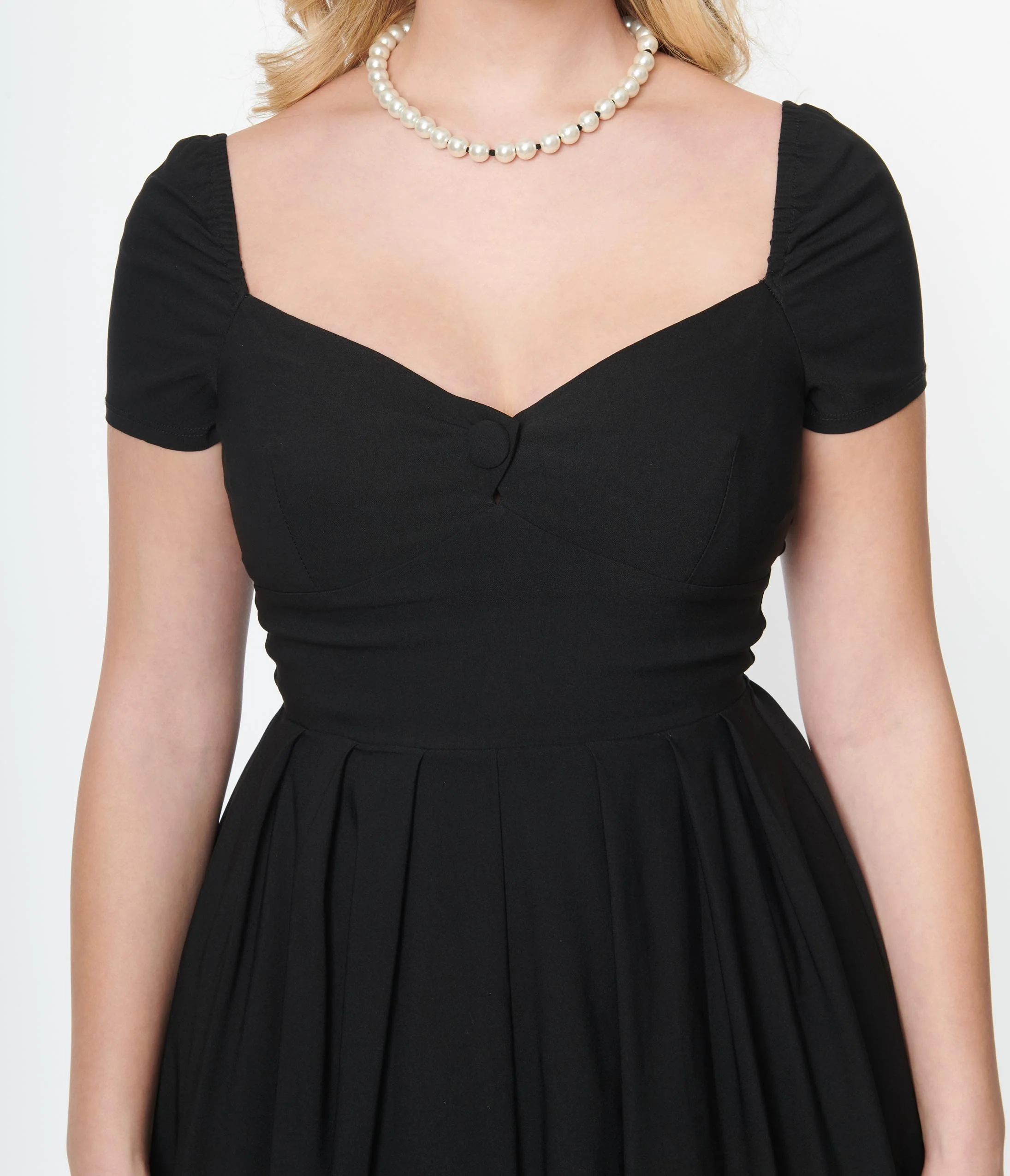 Unique Vintage Black Sweetheart Midge Swing Dress - Image 3