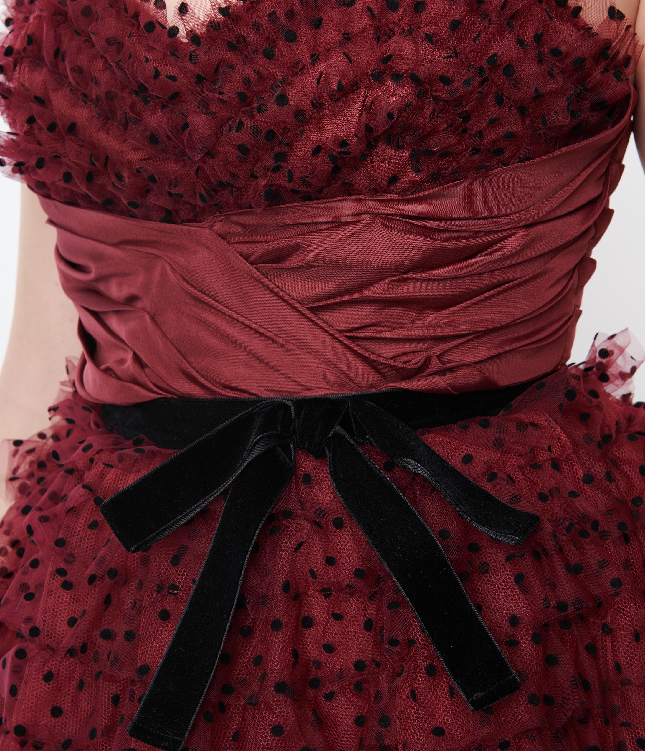 Unique Vintage Burgundy & Black Polka Dot Tulle Cupcake Swing Dress - Image 2