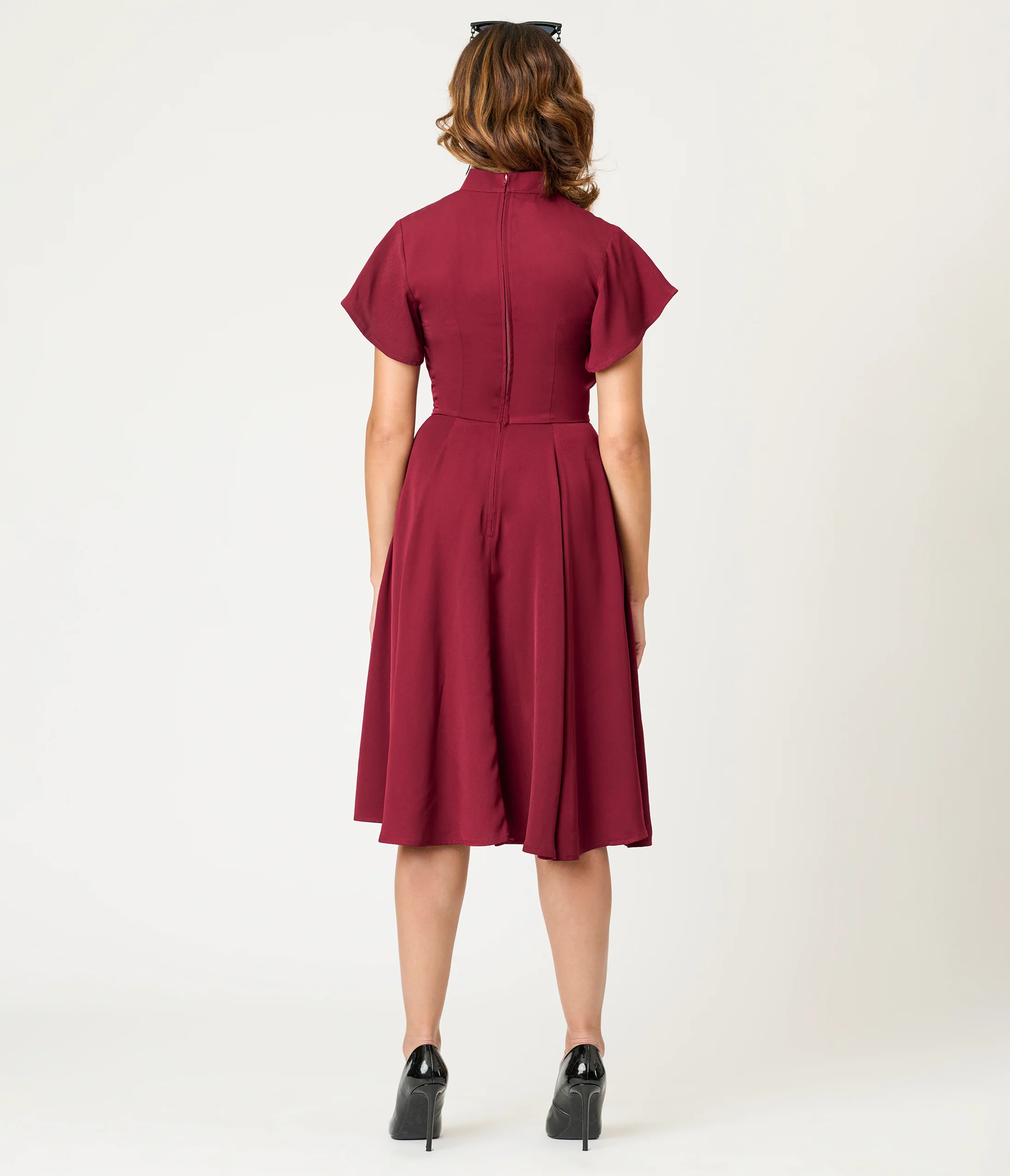 Unique Vintage Burgundy Evil Eye Baltimore Swing Dress - Image 2
