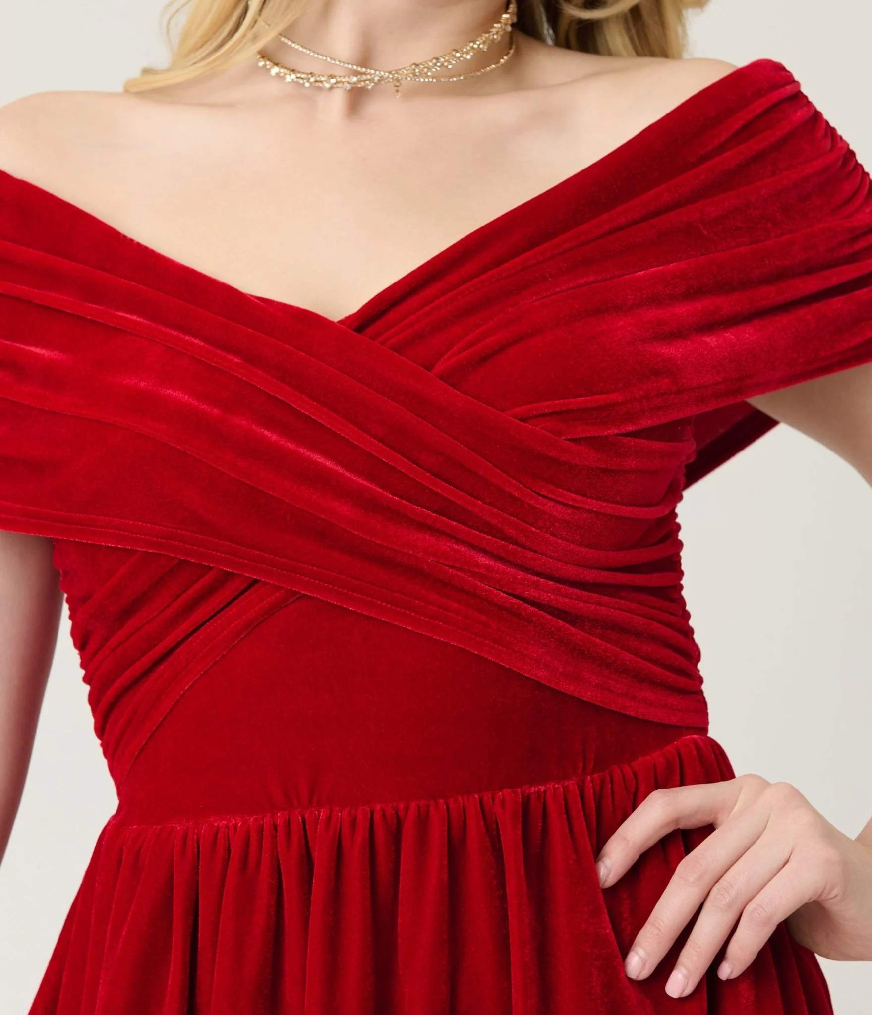 Unique Vintage Burgundy Shirred Velvet Swing Dress - Image 5