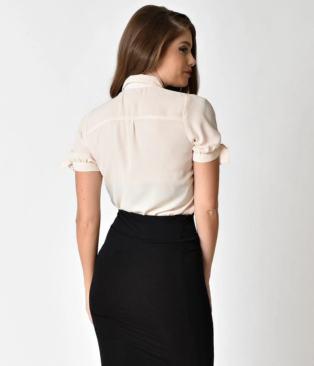 Unique Vintage 1940s Cream Short Sleeve Colvin Blouse - Image 5