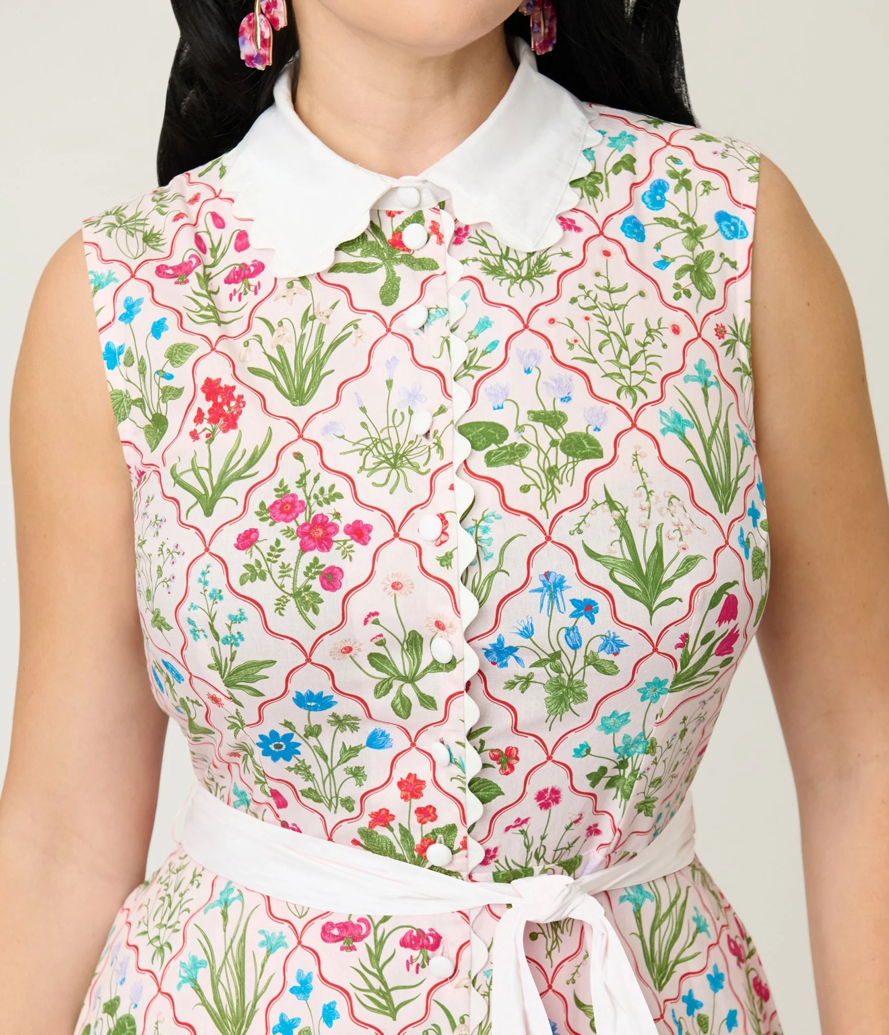 Unique Vintage Floral Diamond Darlene Swing Dress - Image 5