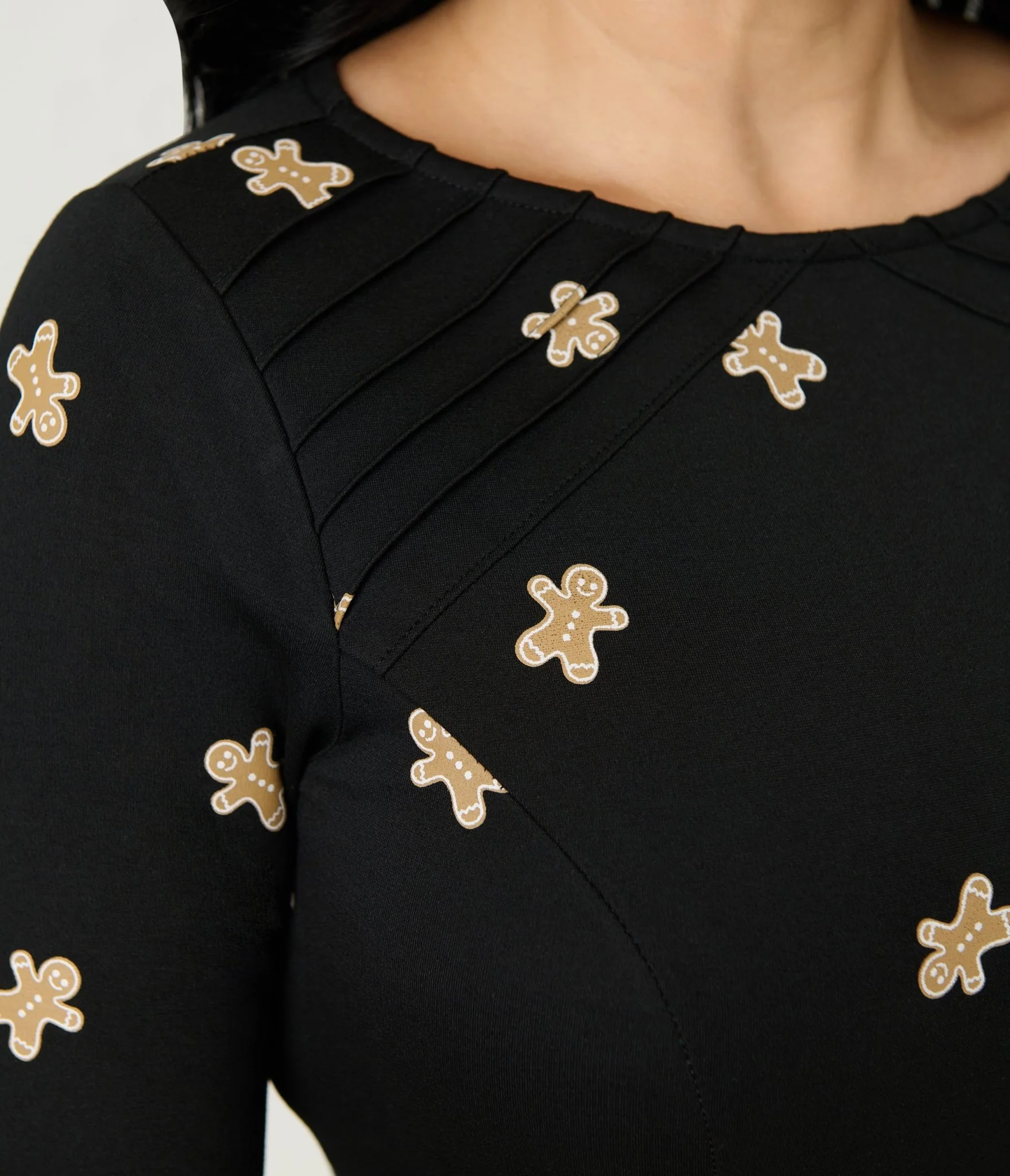 Unique Vintage Gingerbread Man Print Stephanie Fit & Flare Dress - Image 4