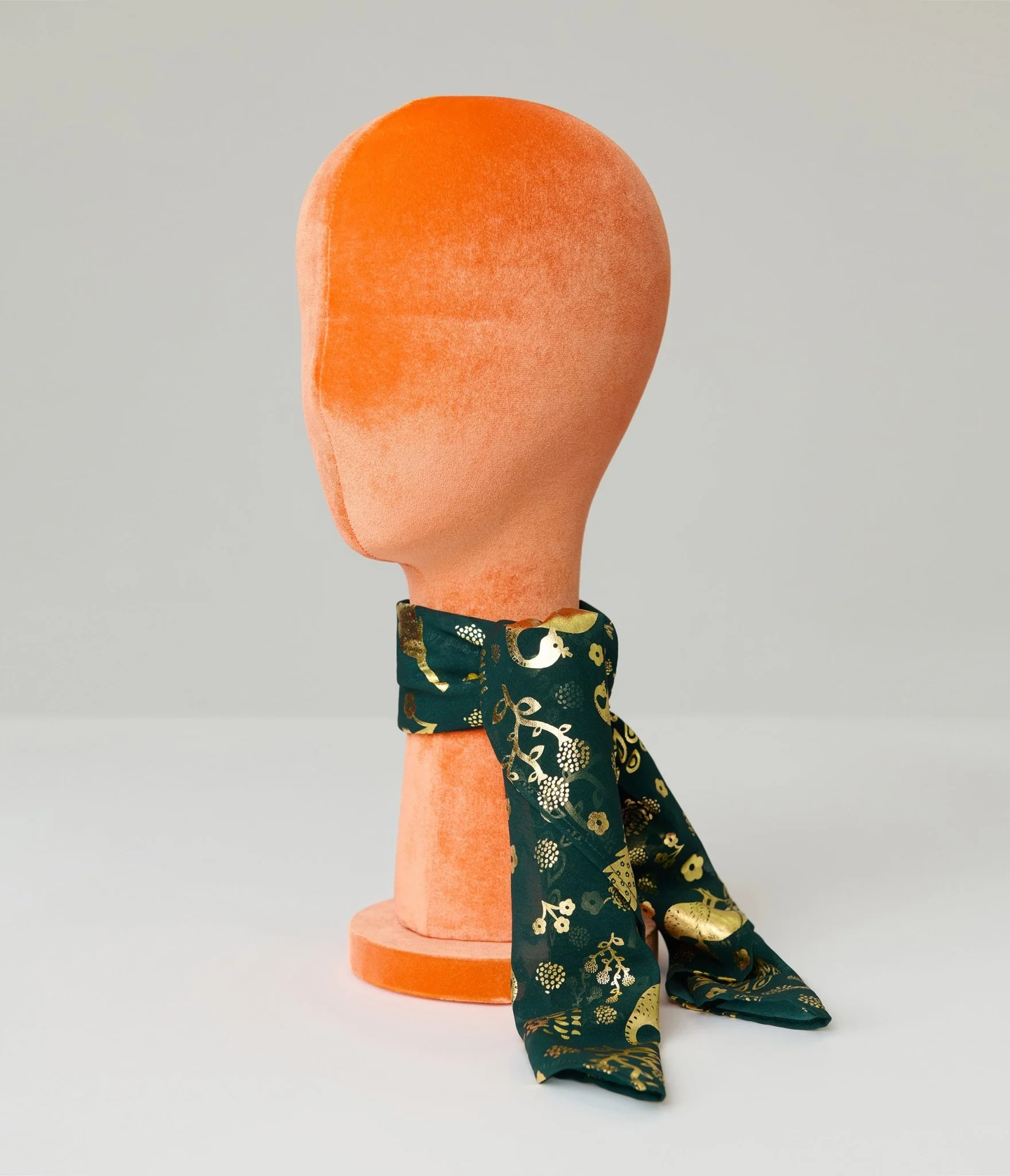 Unique Vintage Green & Gold Foil Peacock Printed Scarf - Image 3