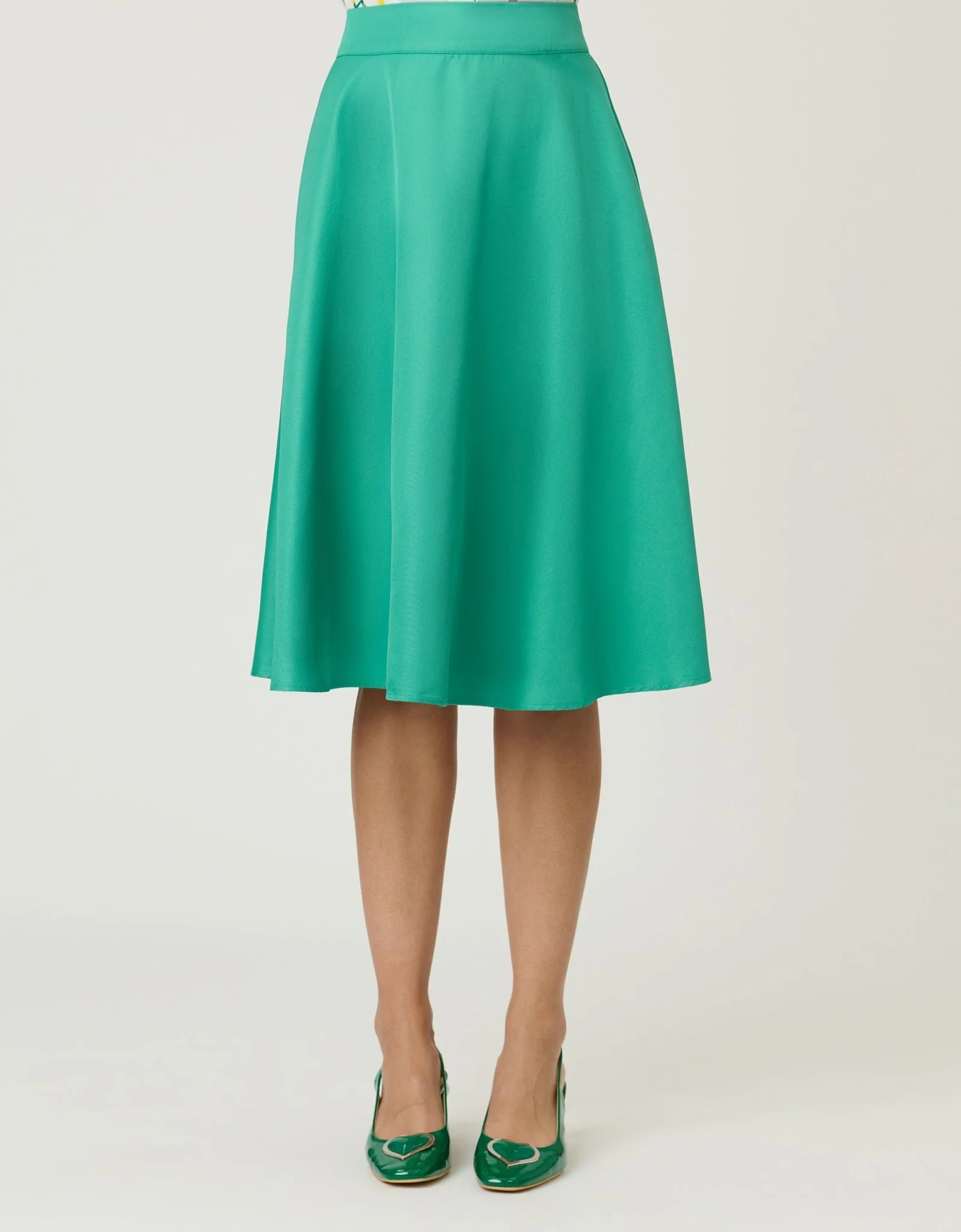 Unique Vintage Green High Waist Vivien Swing Skirt - Image 2