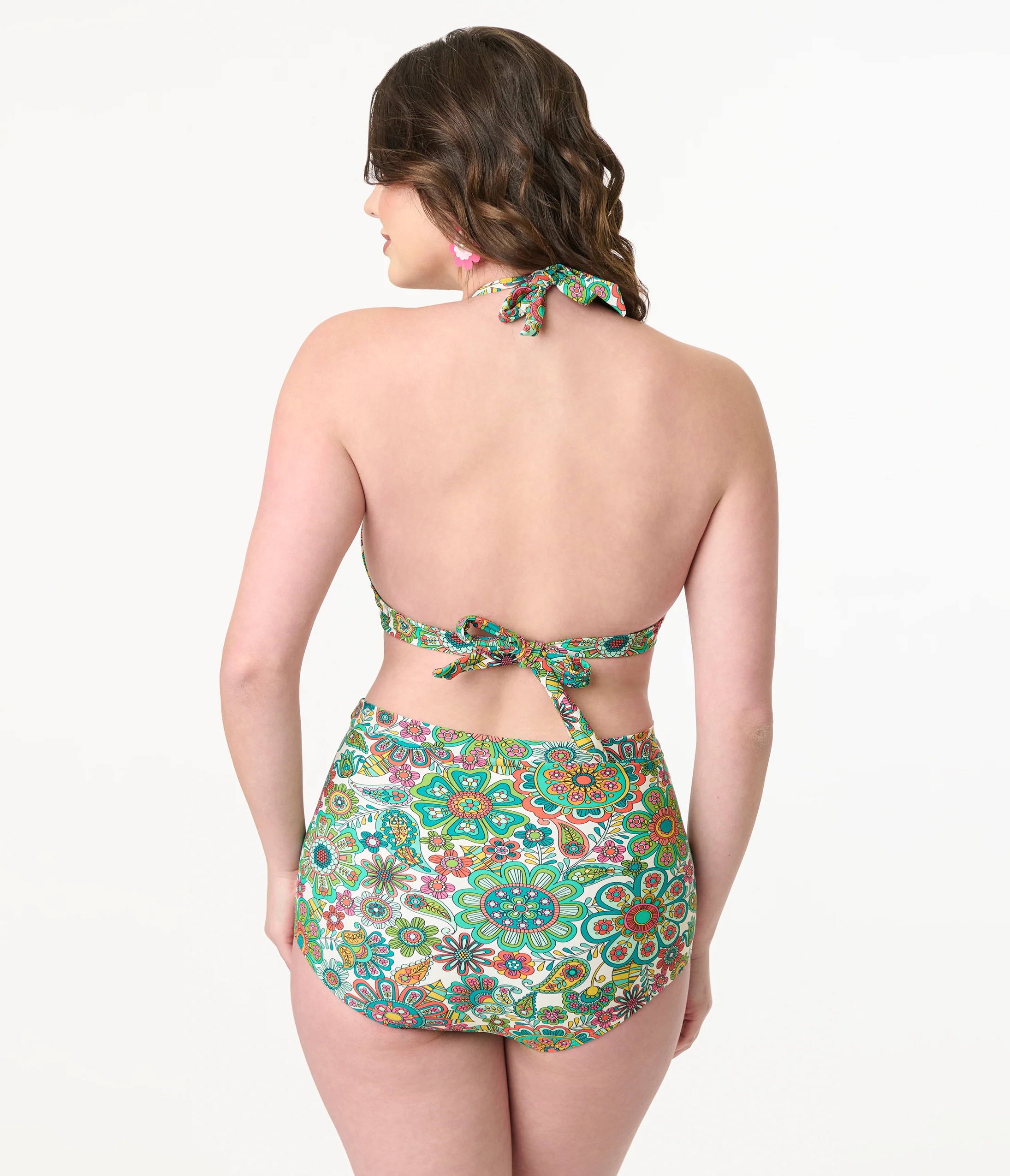 Unique Vintage Green Kaleidoscope Monroe Swim Bottom - Image 2