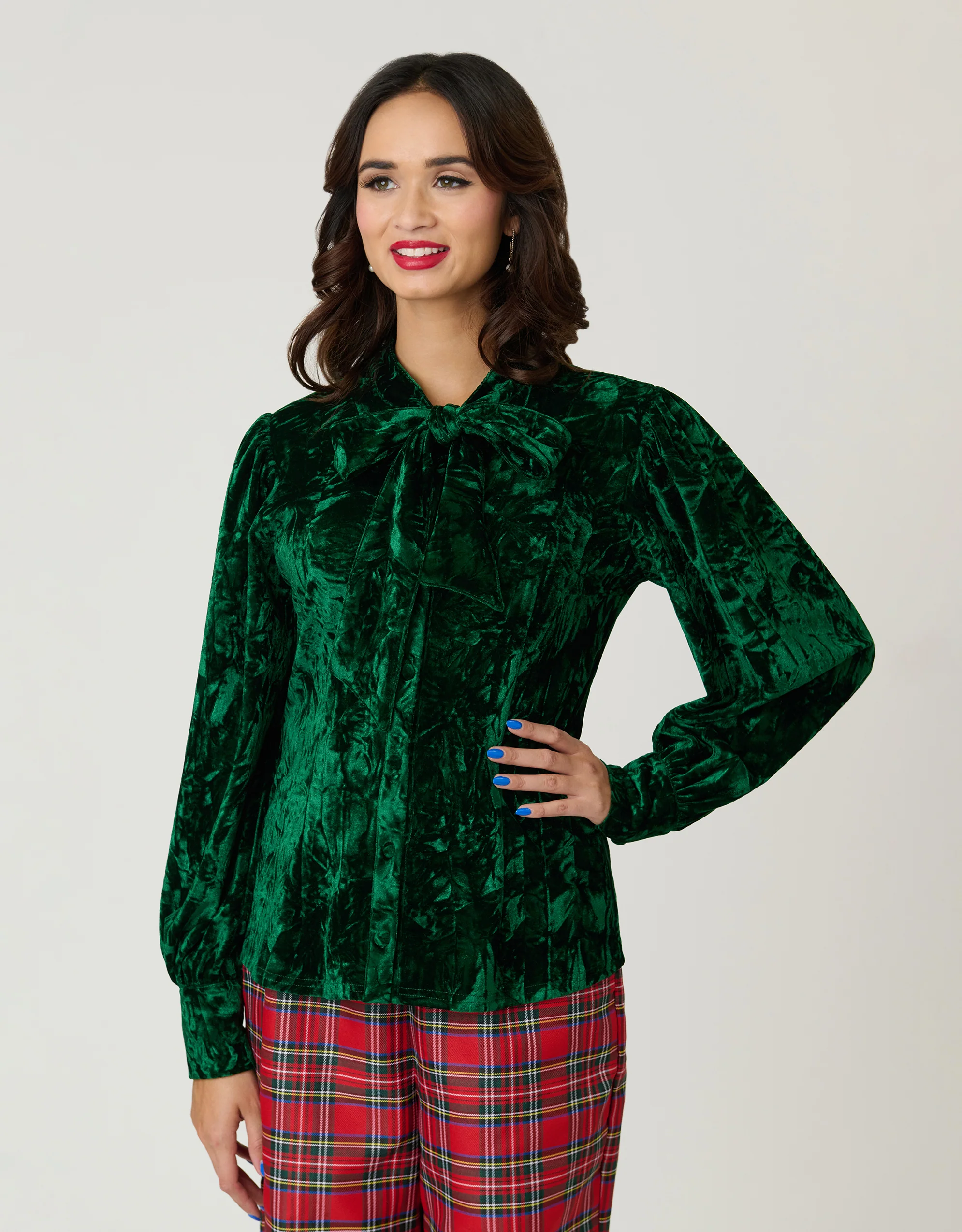 Unique Vintage Green Velvet Gwen Blouse - Image 3