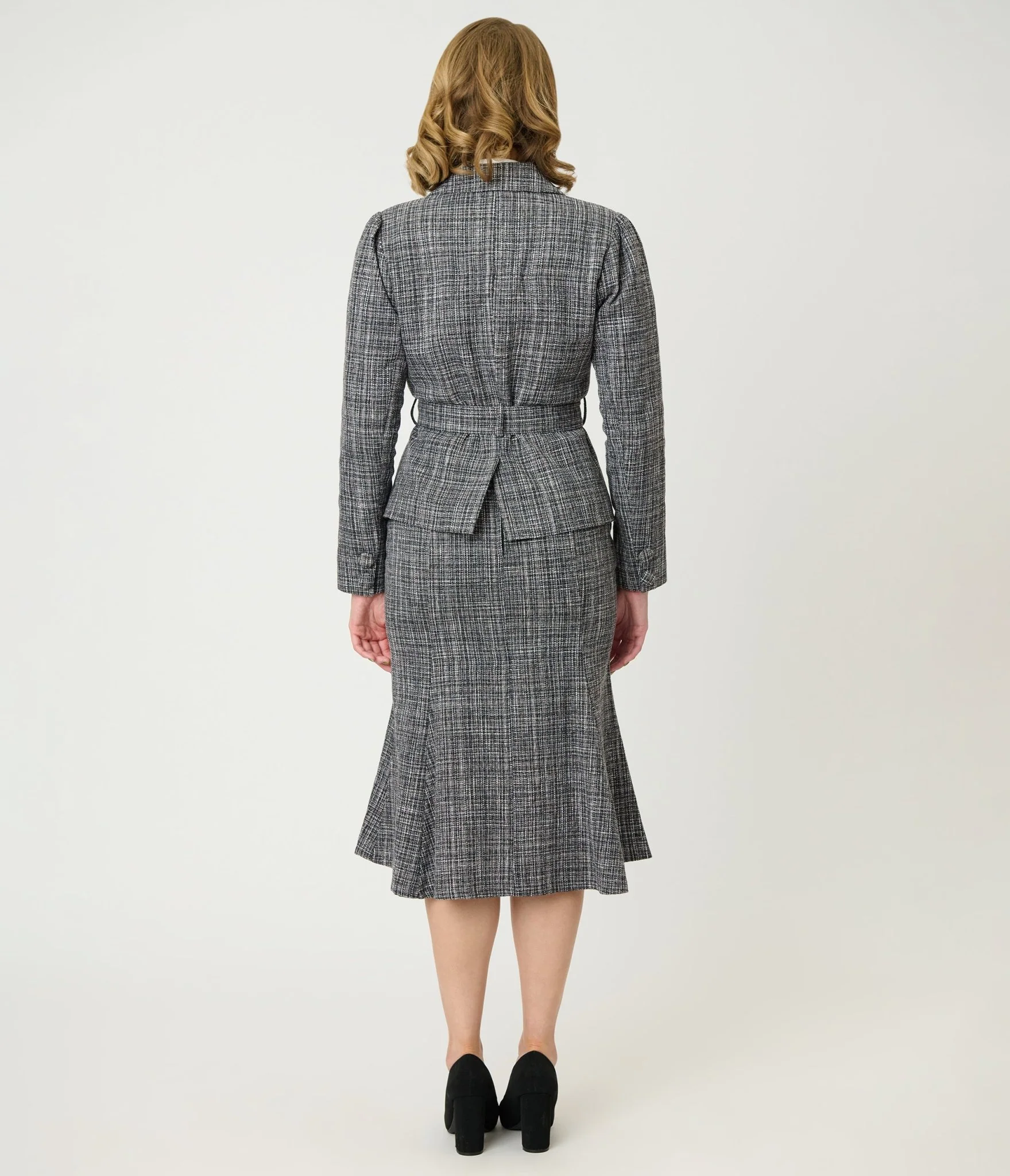 Unique Vintage Grey Tweed Tina Trumpet Skirt - Image 3