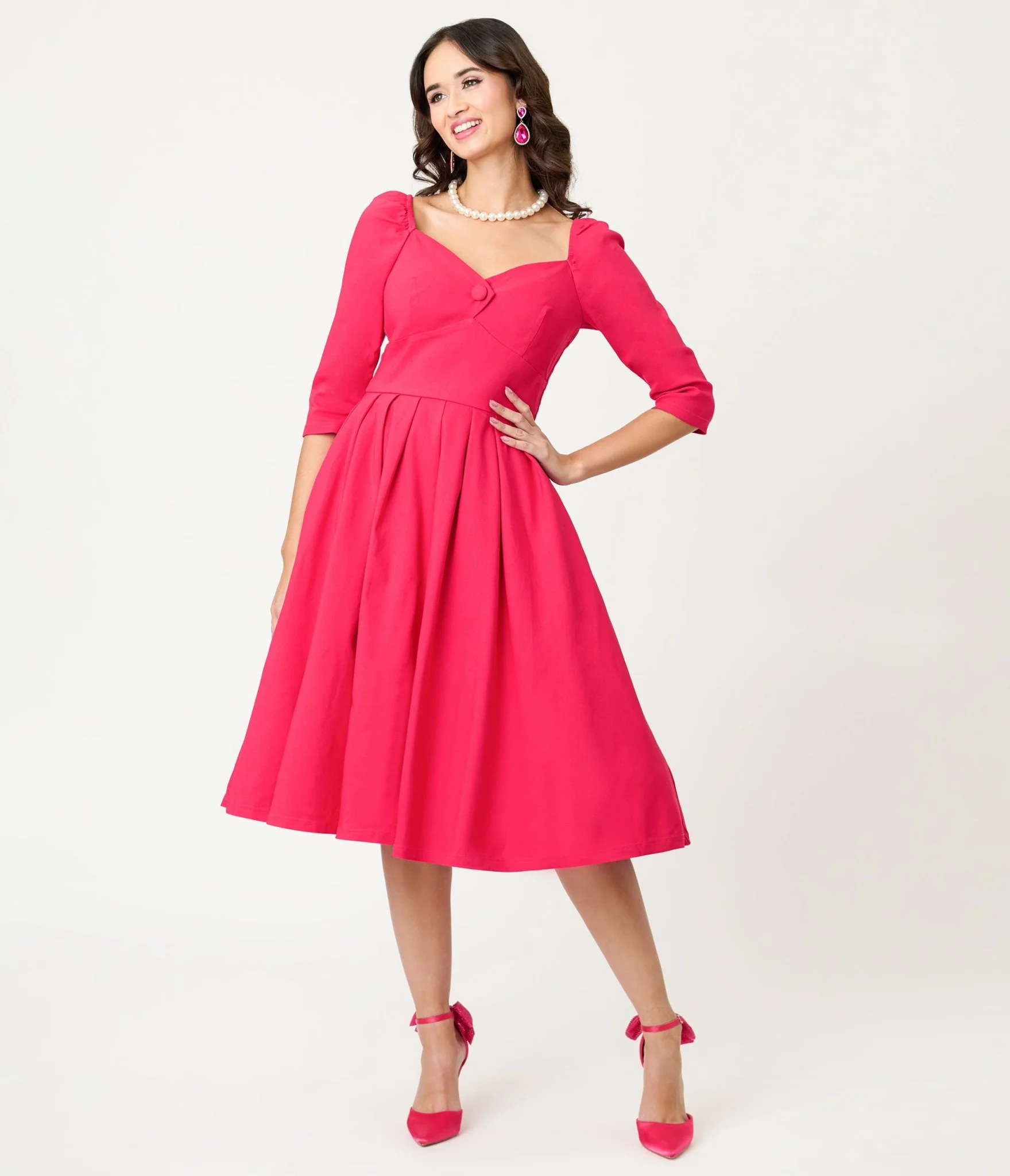 Unique Vintage Hot Pink Lamar Swing Dress - Image 4