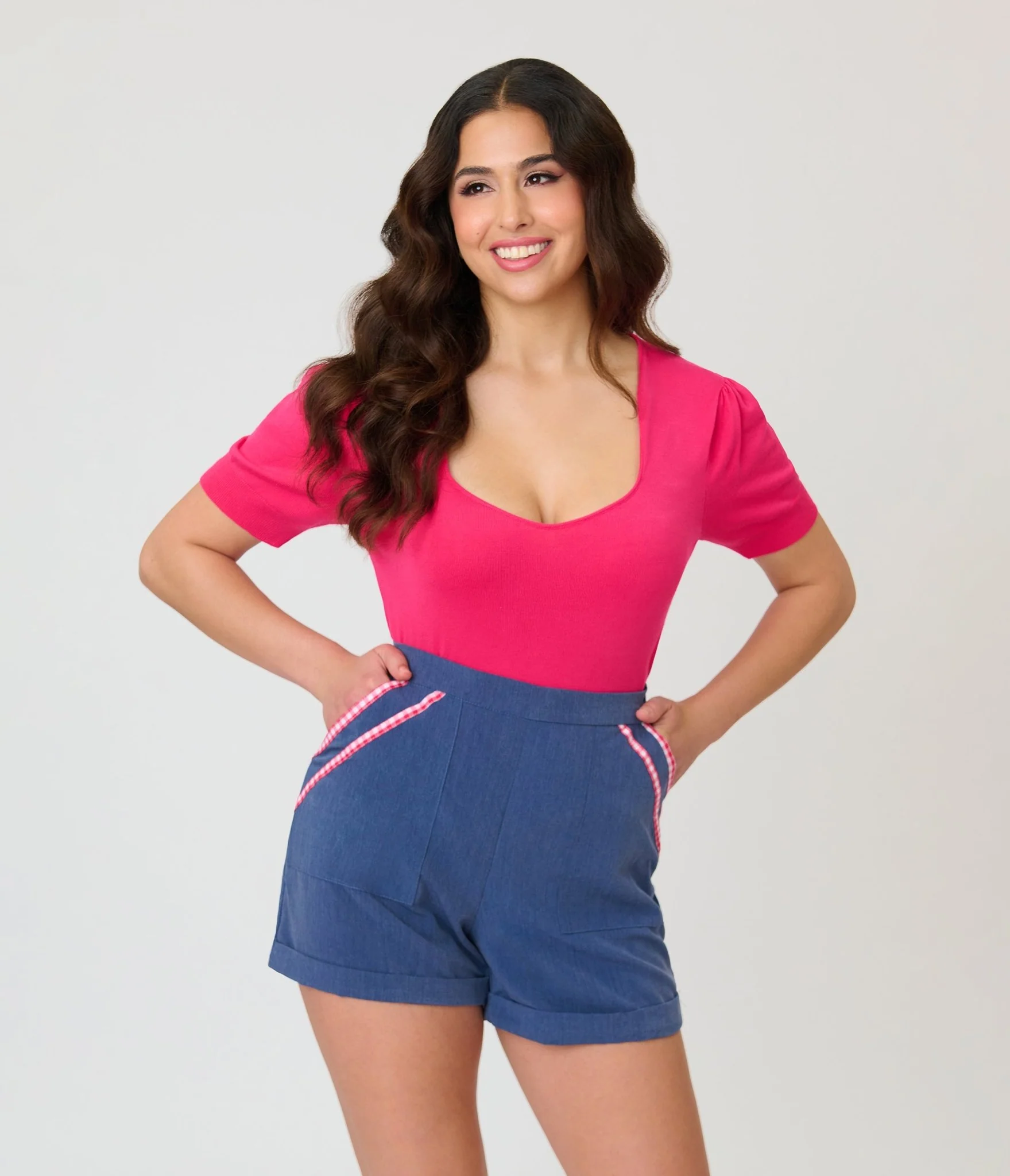 Unique Vintage Hot Pink Short Sleeve Sweater