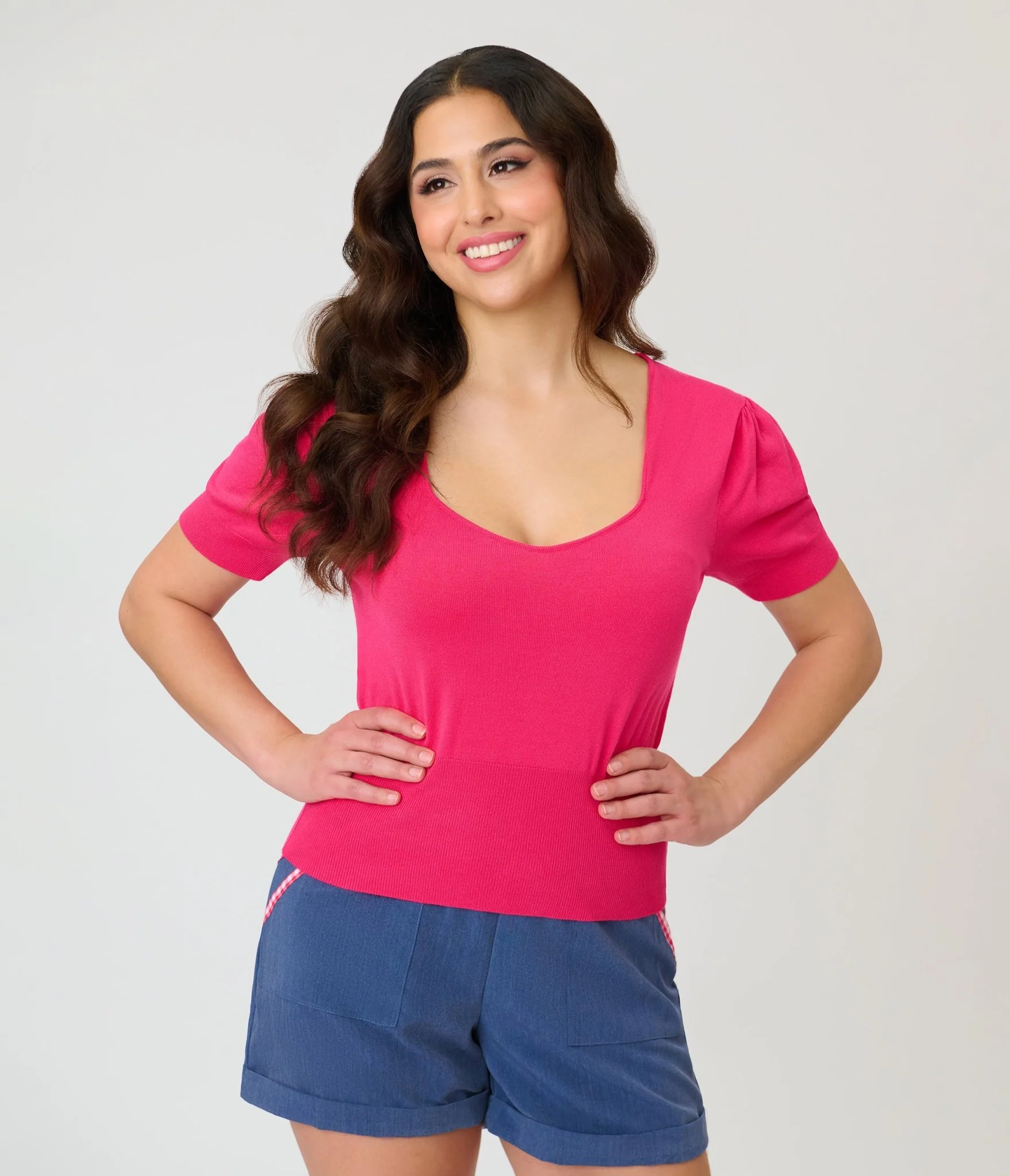 Unique Vintage Hot Pink Short Sleeve Sweater - Image 3