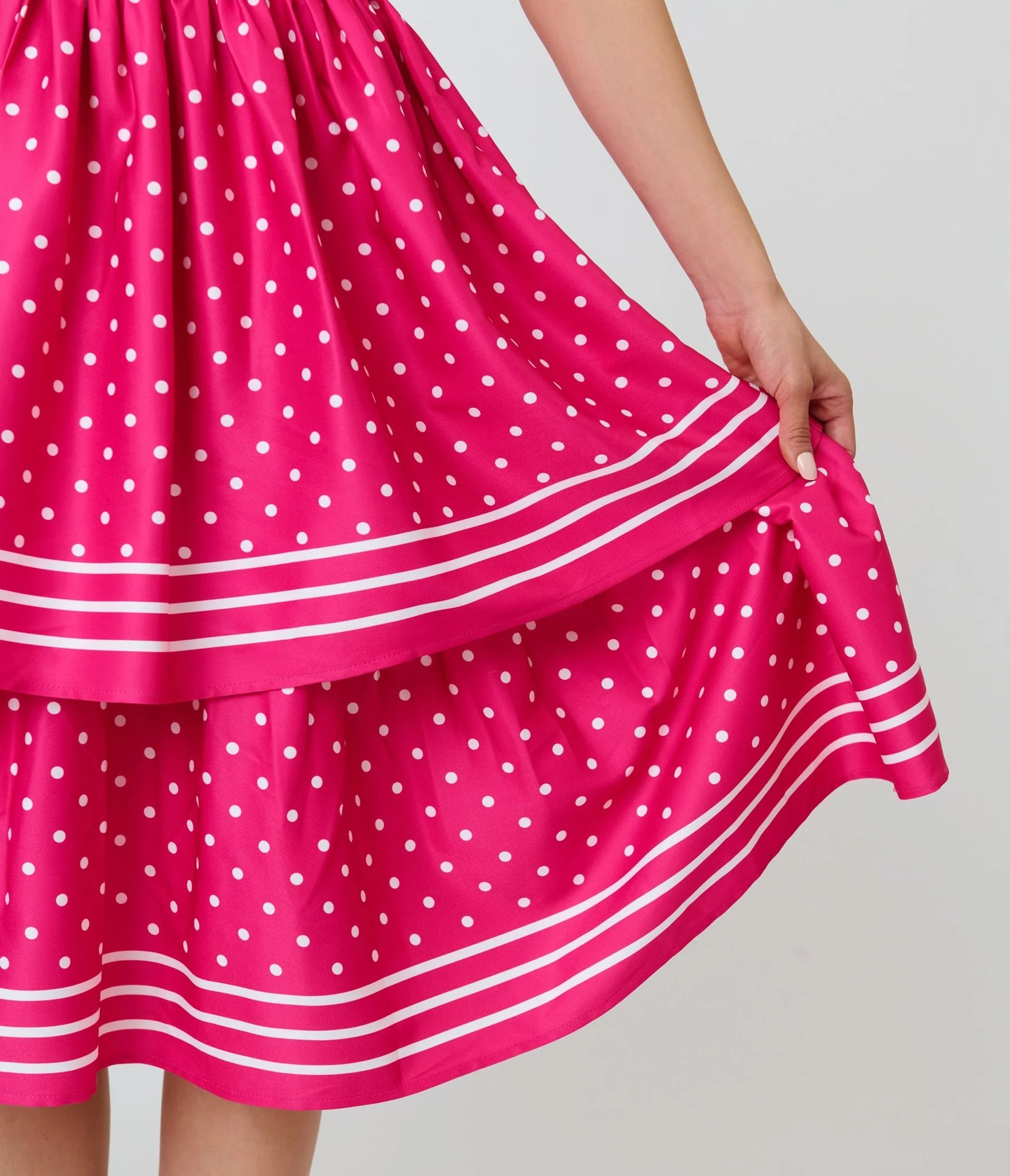 Unique Vintage Hot Pink Tiered Sweetheart Dress - Image 5