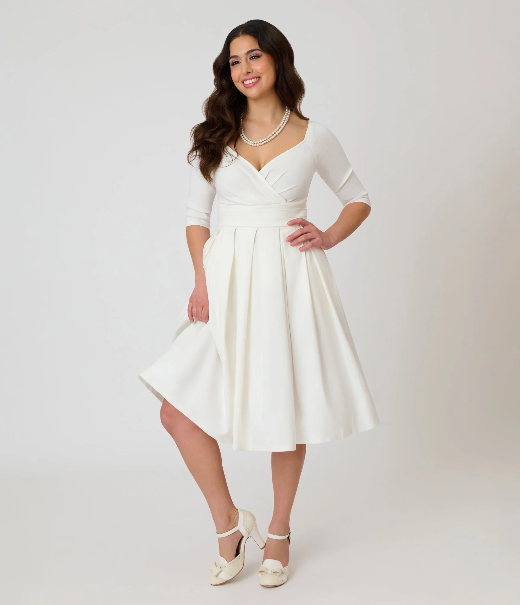 Unique Vintage Ivory Marceline Swing Dress - Image 3