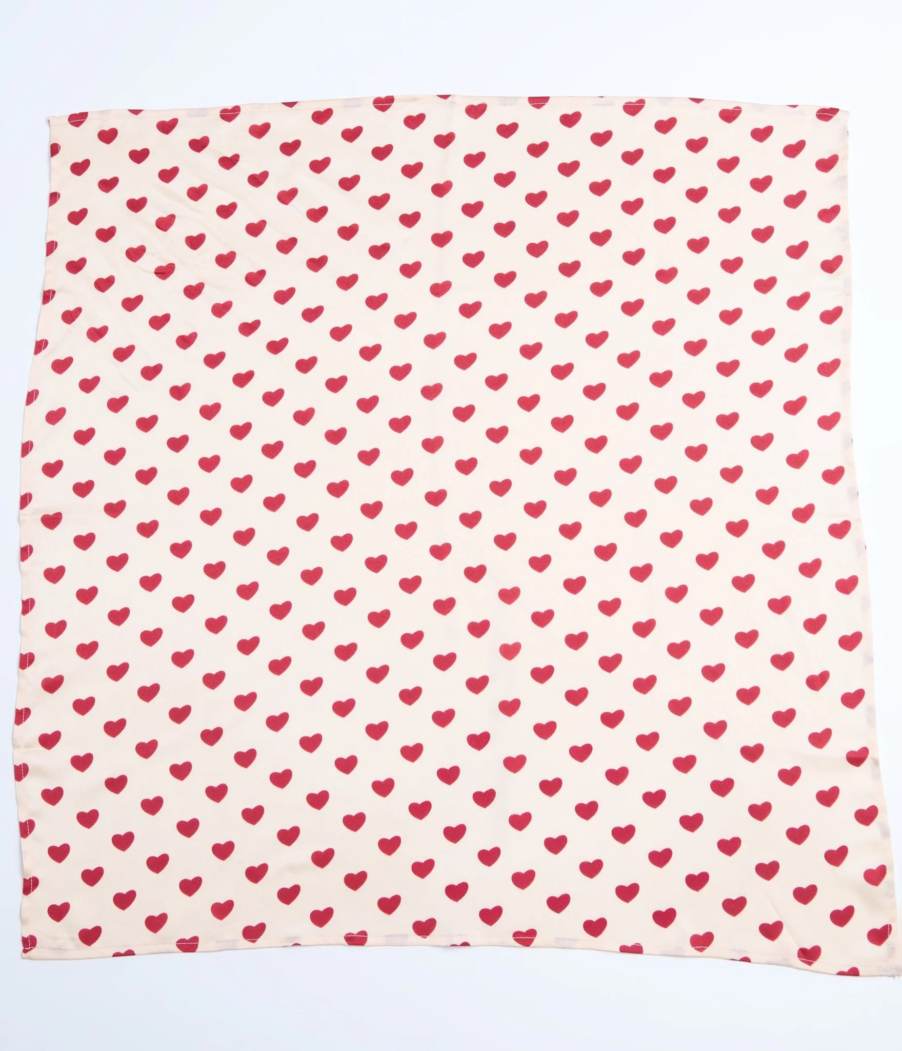 Unique Vintage Ivory & Red Hearts Hair Scarf - Image 2