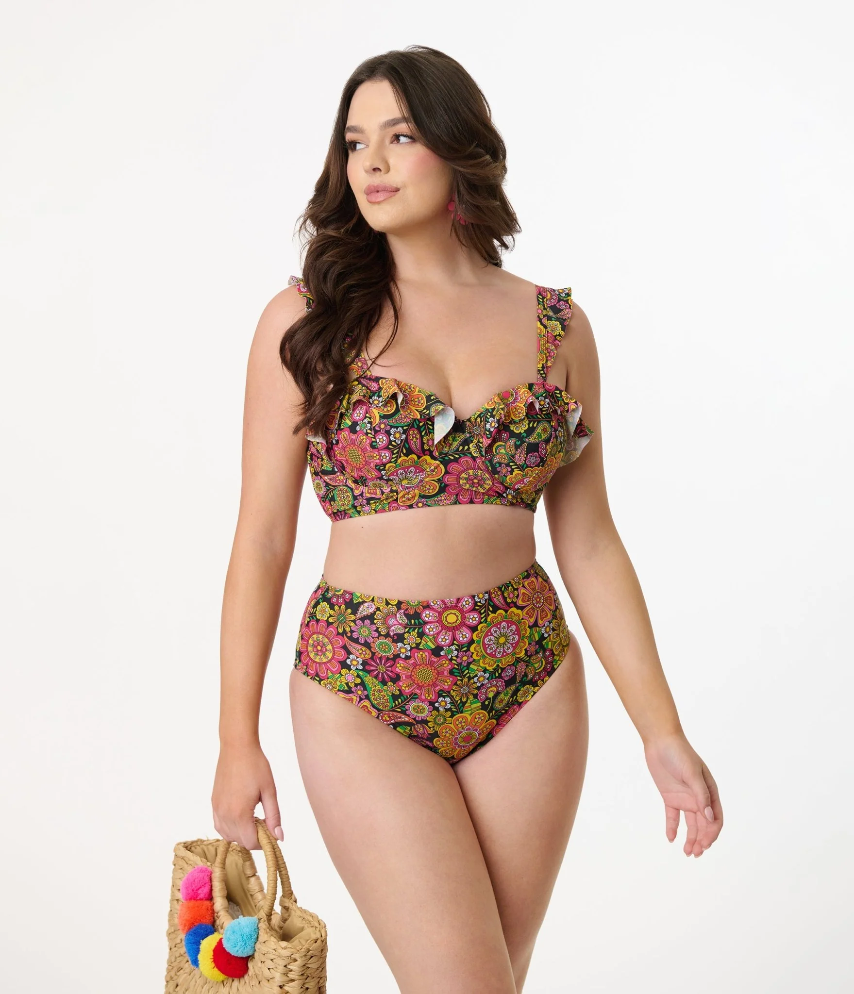 Unique Vintage 1960s Kaleidoscope Floral Daphne Swim Bottoms