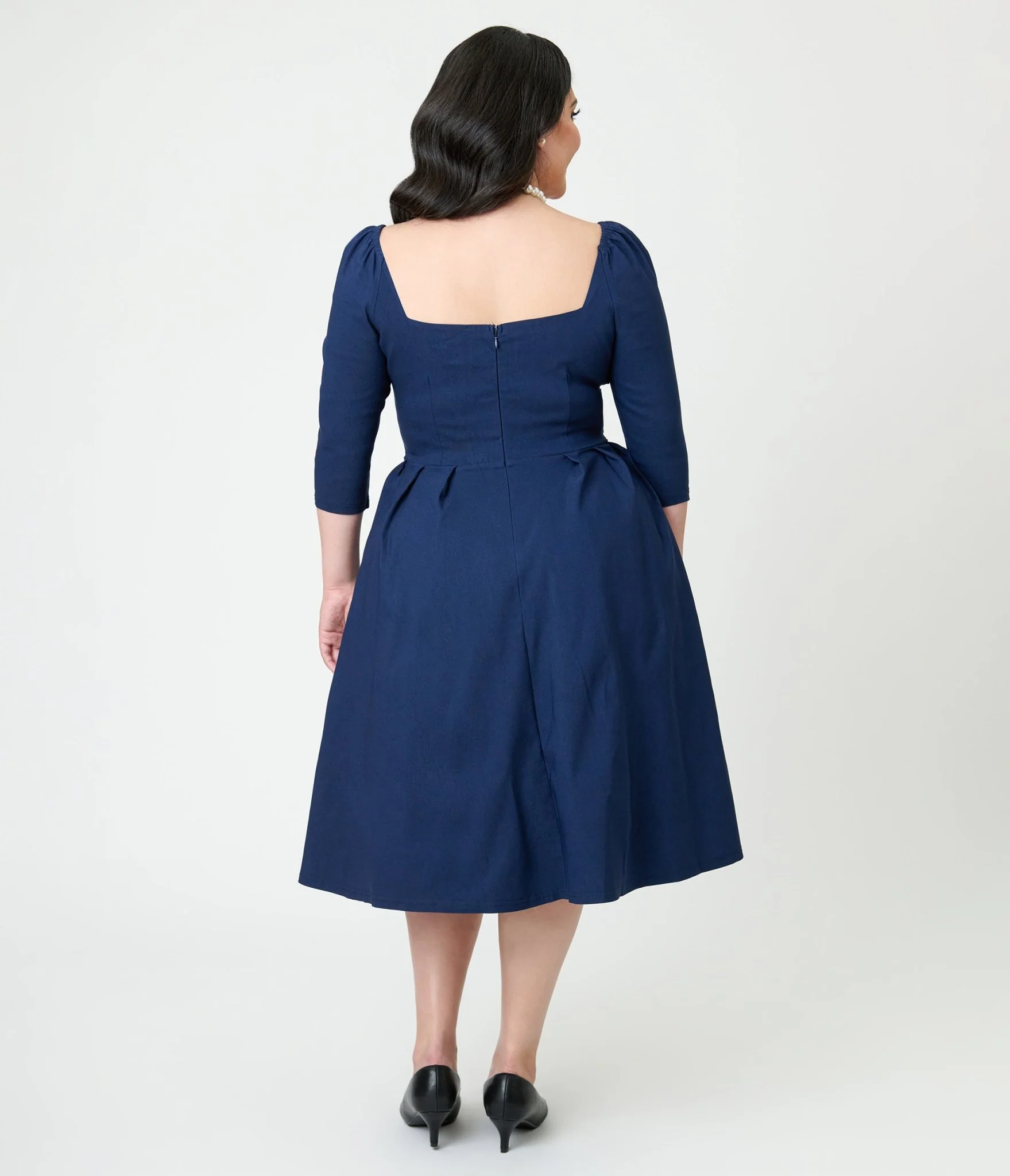 Unique Vintage Navy Lamar Swing Dress - Image 2