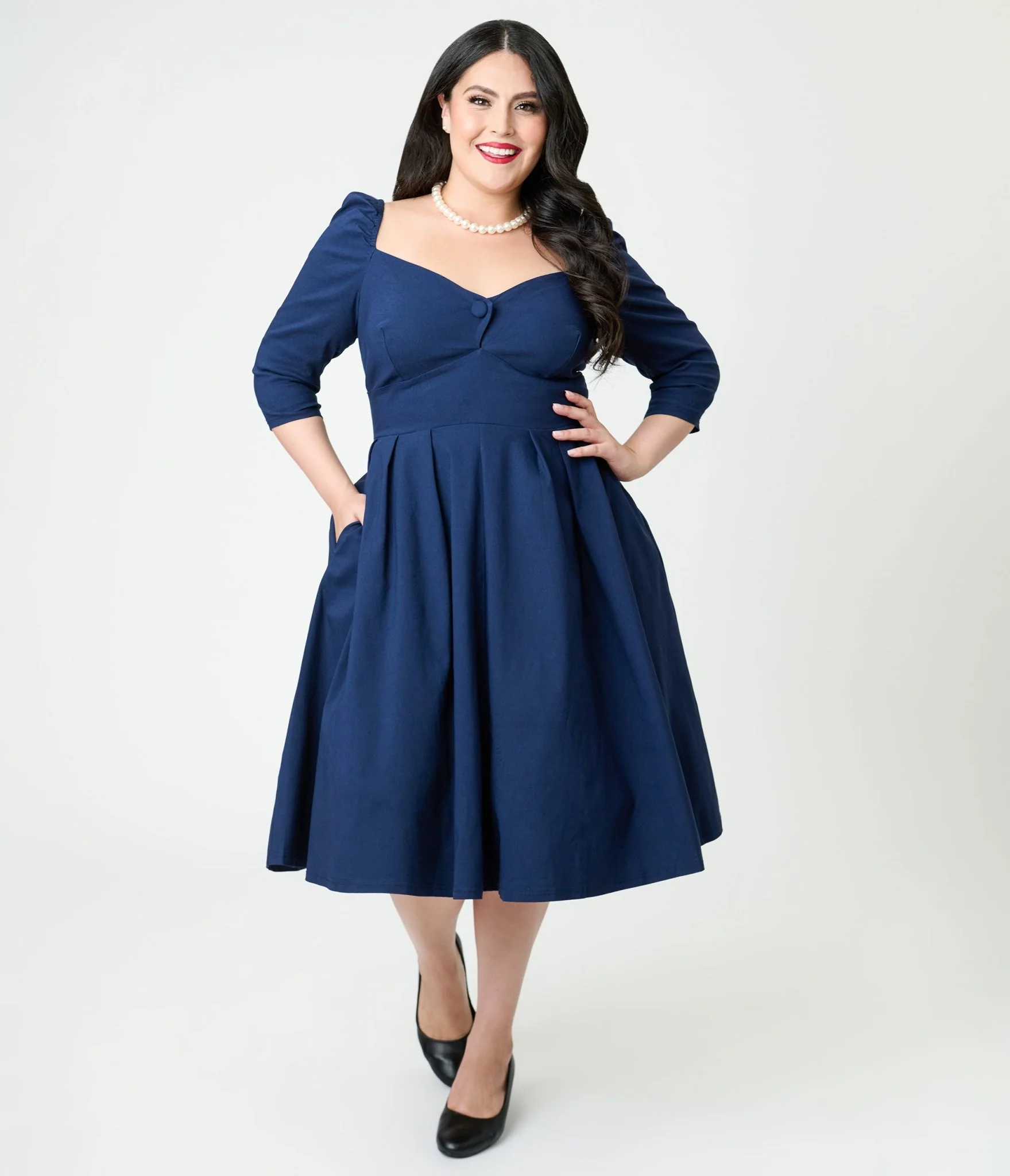 Unique Vintage Navy Lamar Swing Dress - Image 3