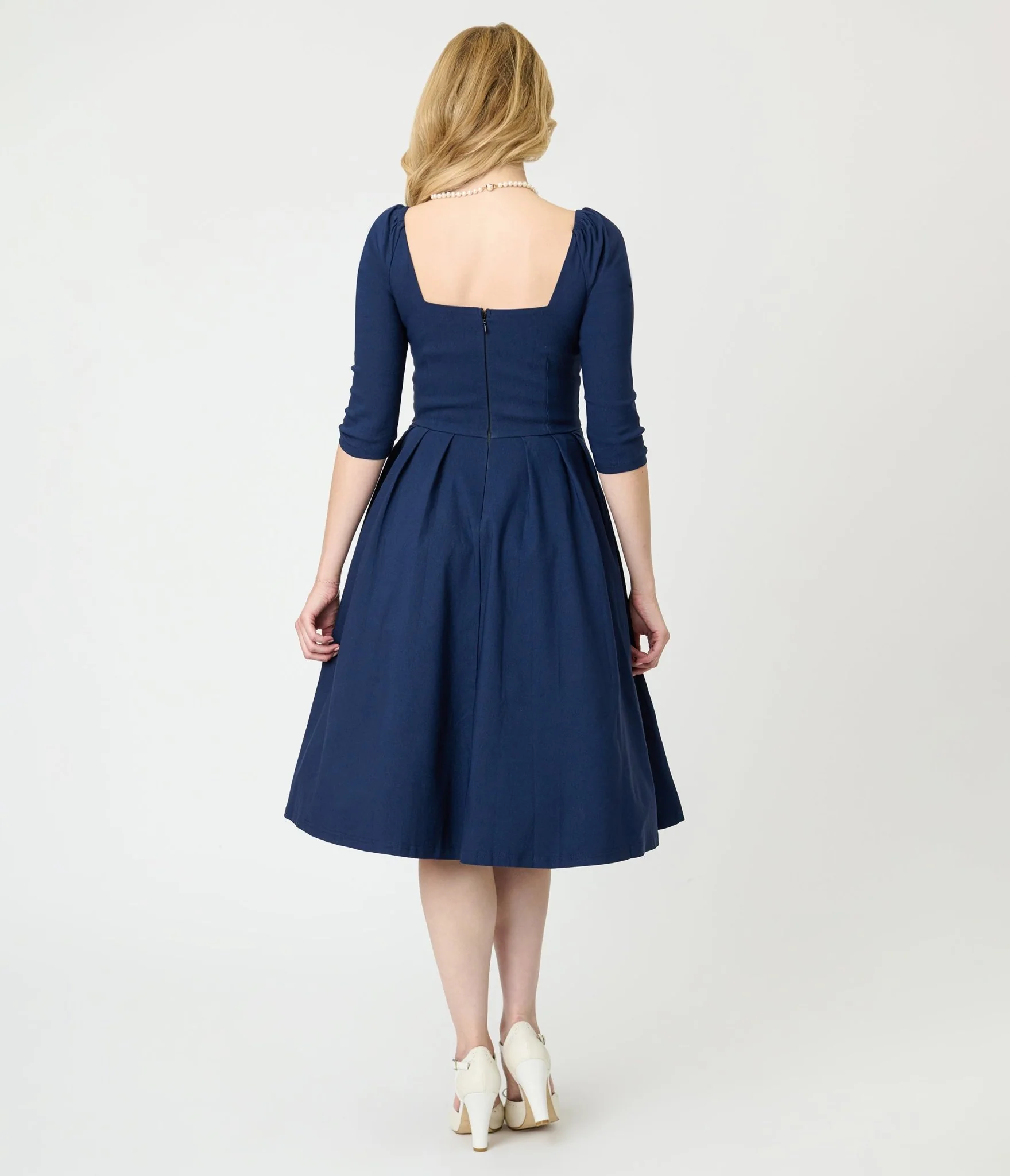 Unique Vintage Navy Lamar Swing Dress - Image 2