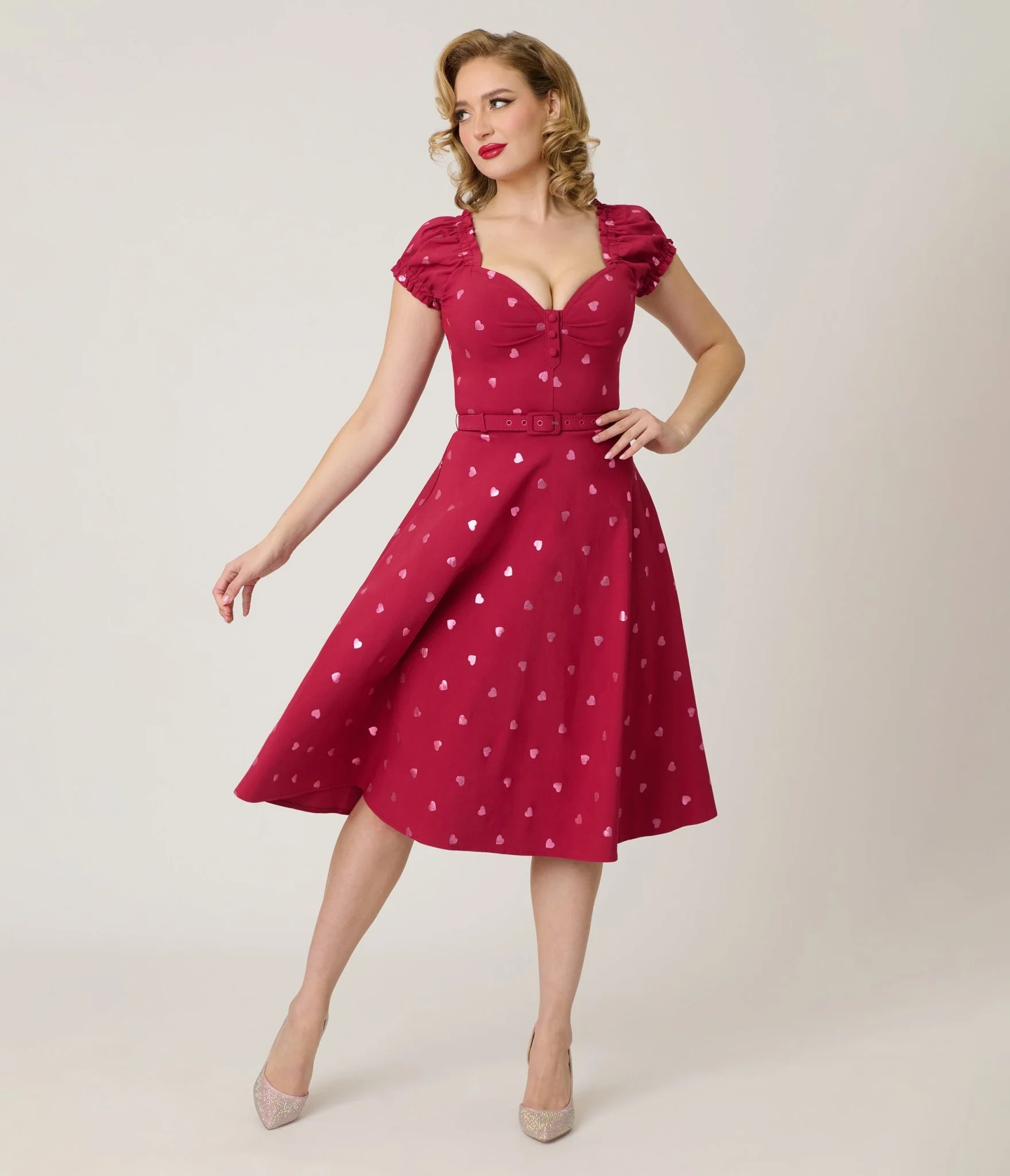 Unique Vintage Pink Heart Ohara Swing Dress - Image 3