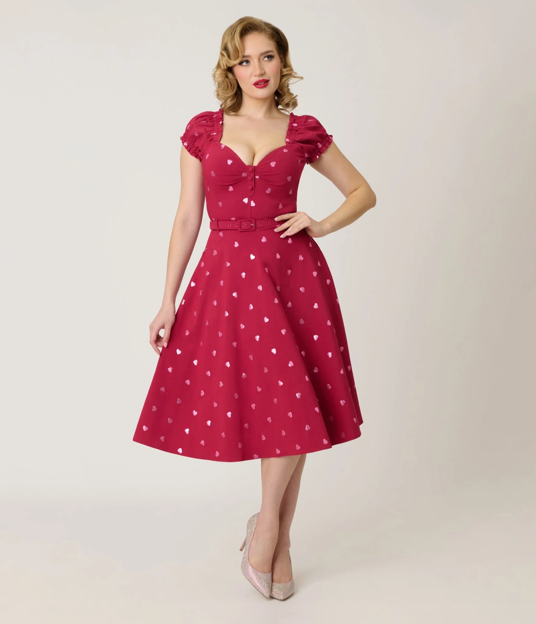 Unique Vintage Pink Heart Ohara Swing Dress - Image 4