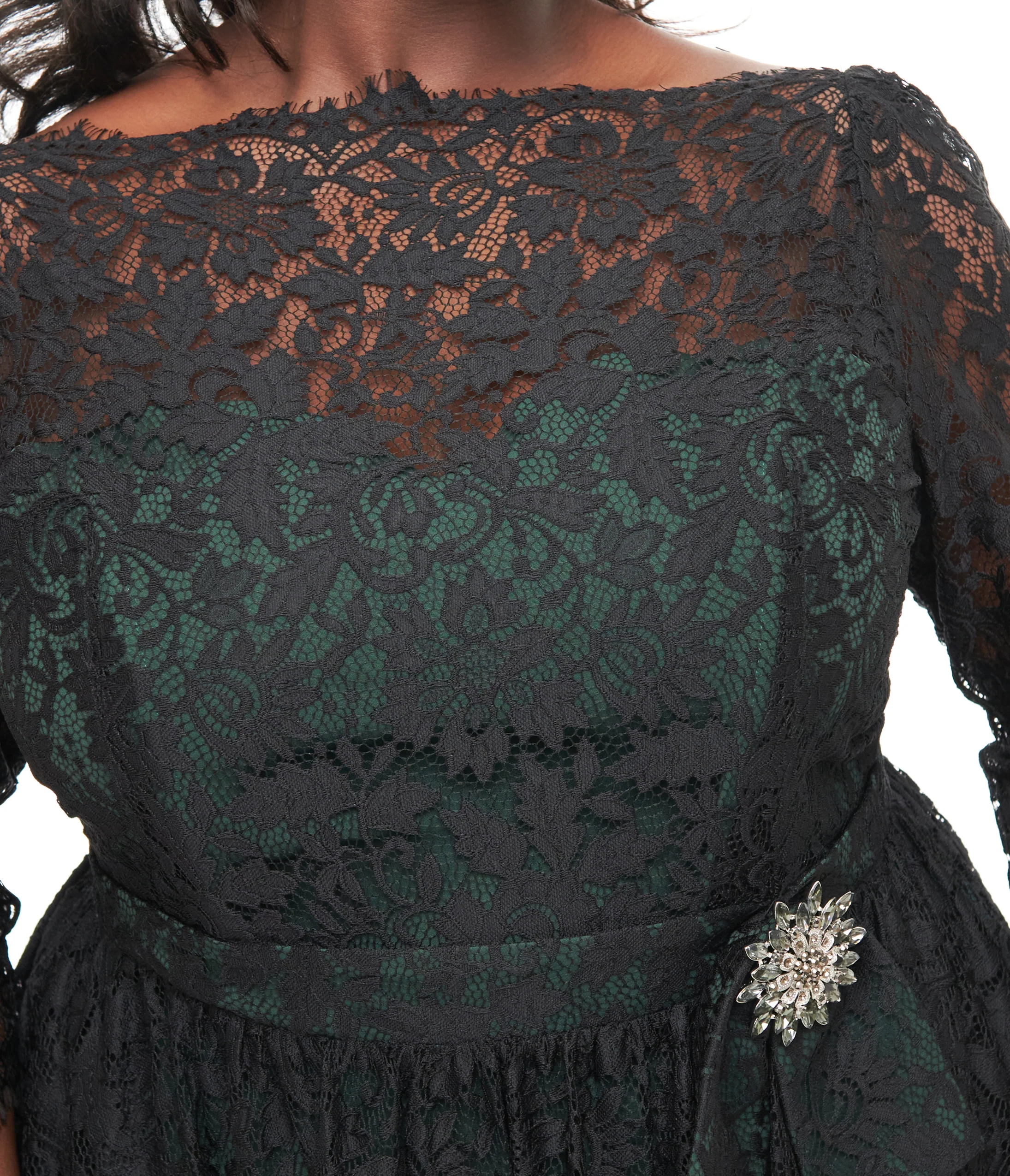 Unique Vintage Plus Size 1940s Black Lace Swing Dress - Image 2