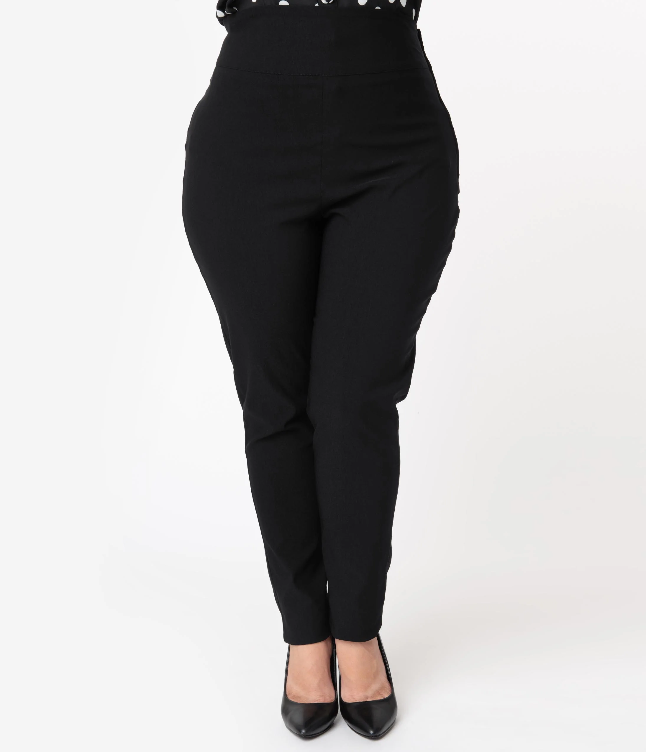 Unique Vintage Plus Size 1950s Black High Waist Rizzo Cigarette Pants - Image 2