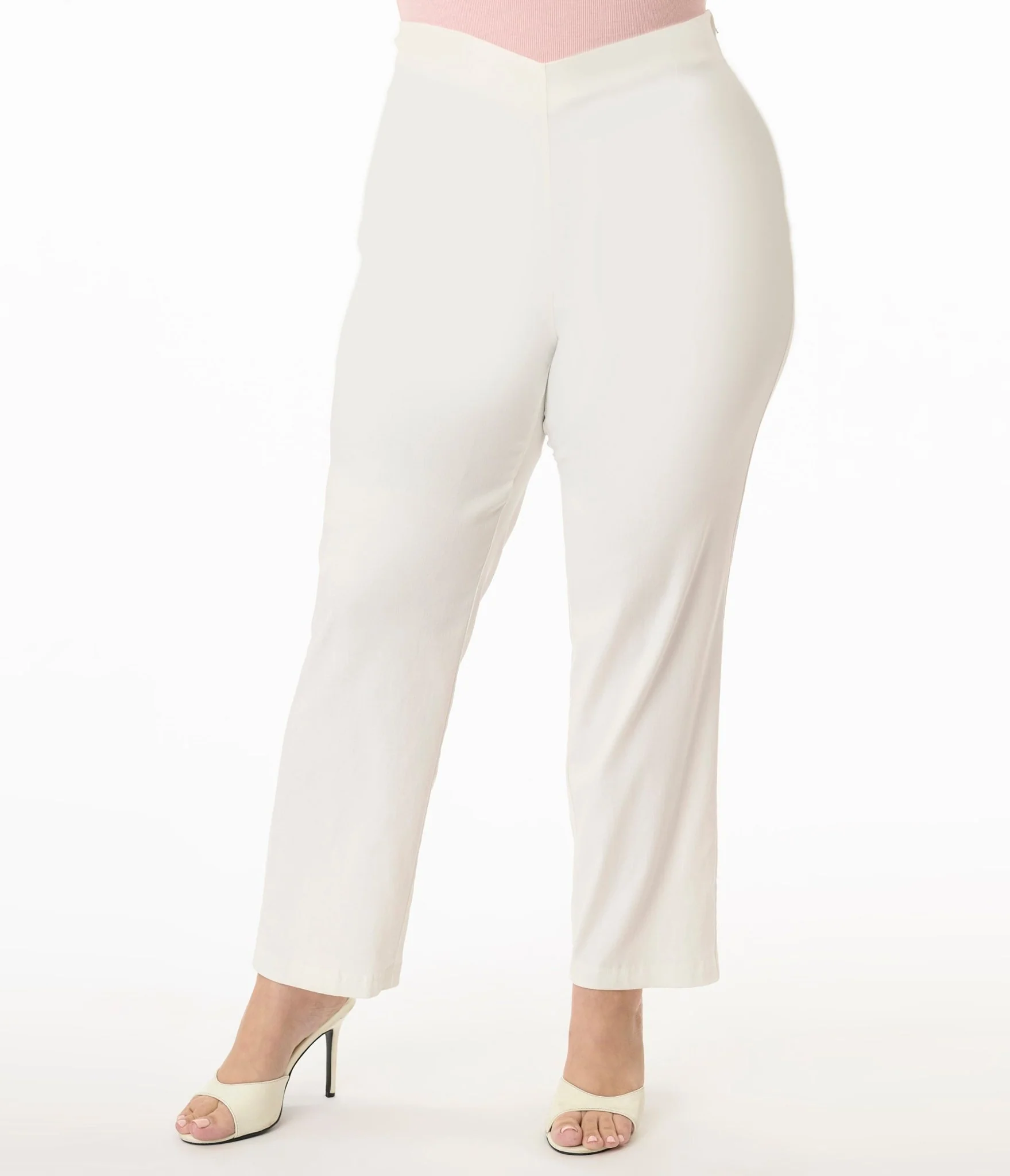 Unique Vintage Plus Size 1960s White Cigarette Pants - Image 2