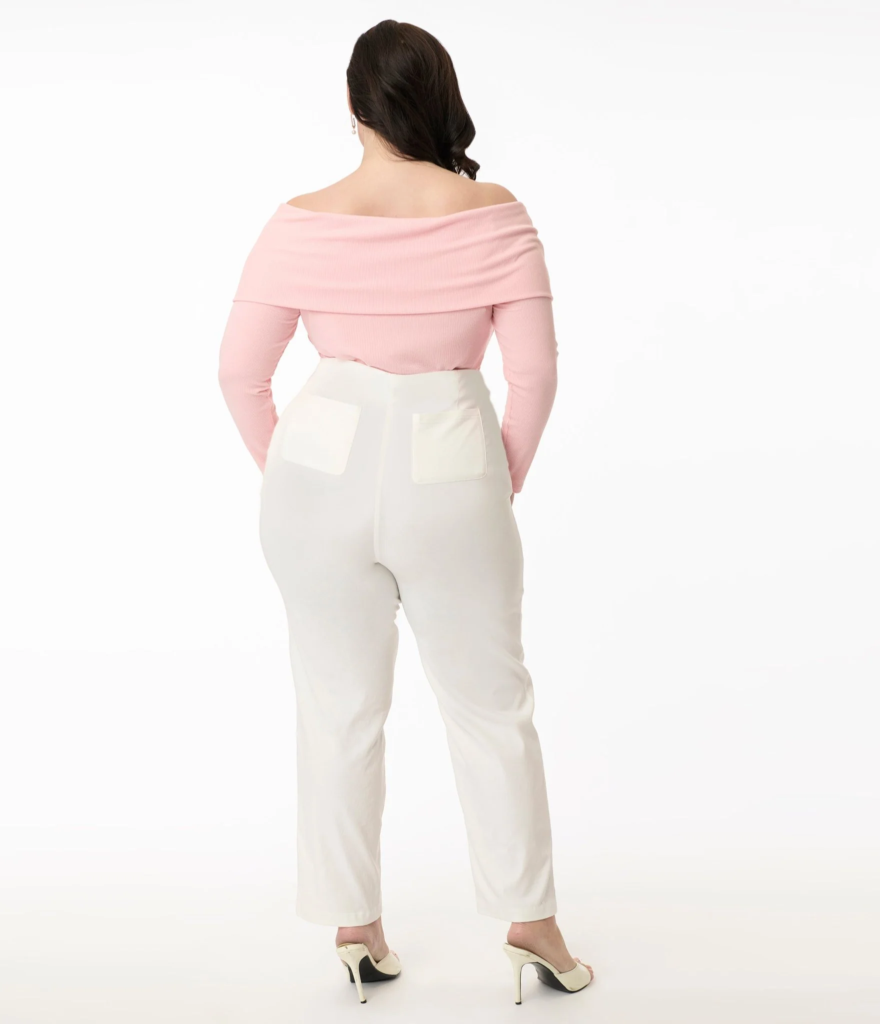 Unique Vintage Plus Size 1960s White Cigarette Pants - Image 3