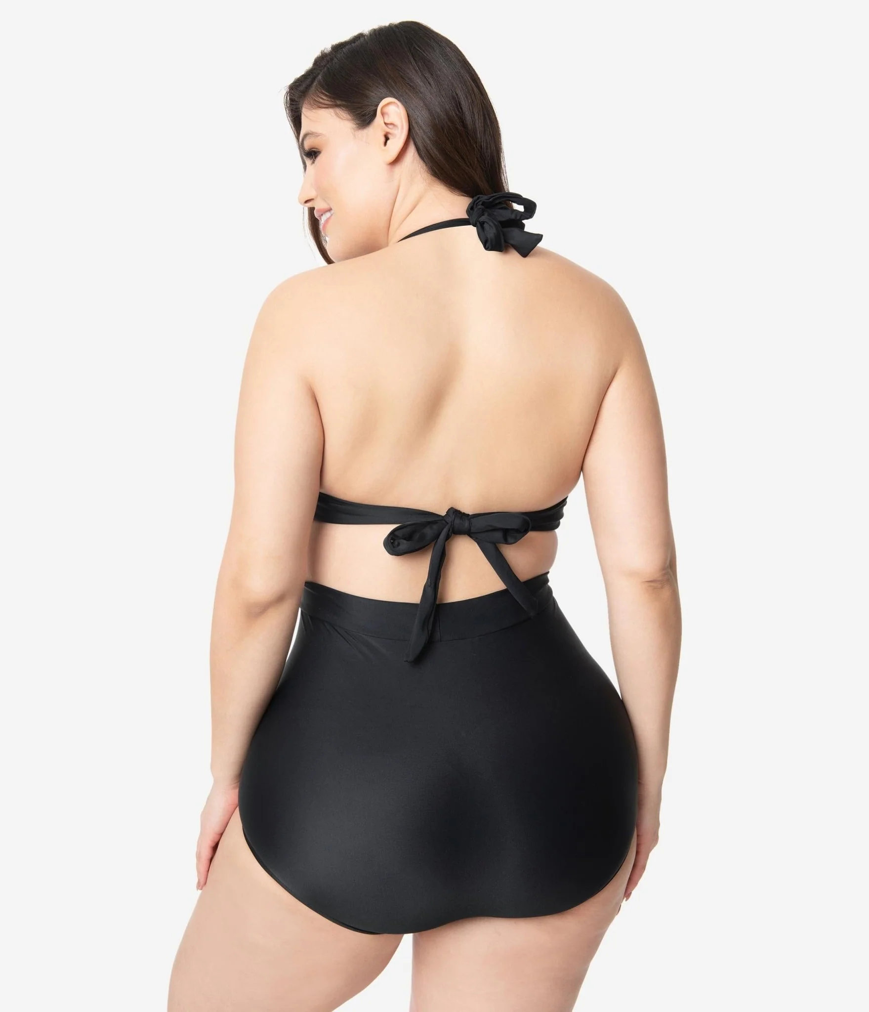 Unique Vintage Plus Size All Black Monroe High Waist Bikini Bottom - Image 3