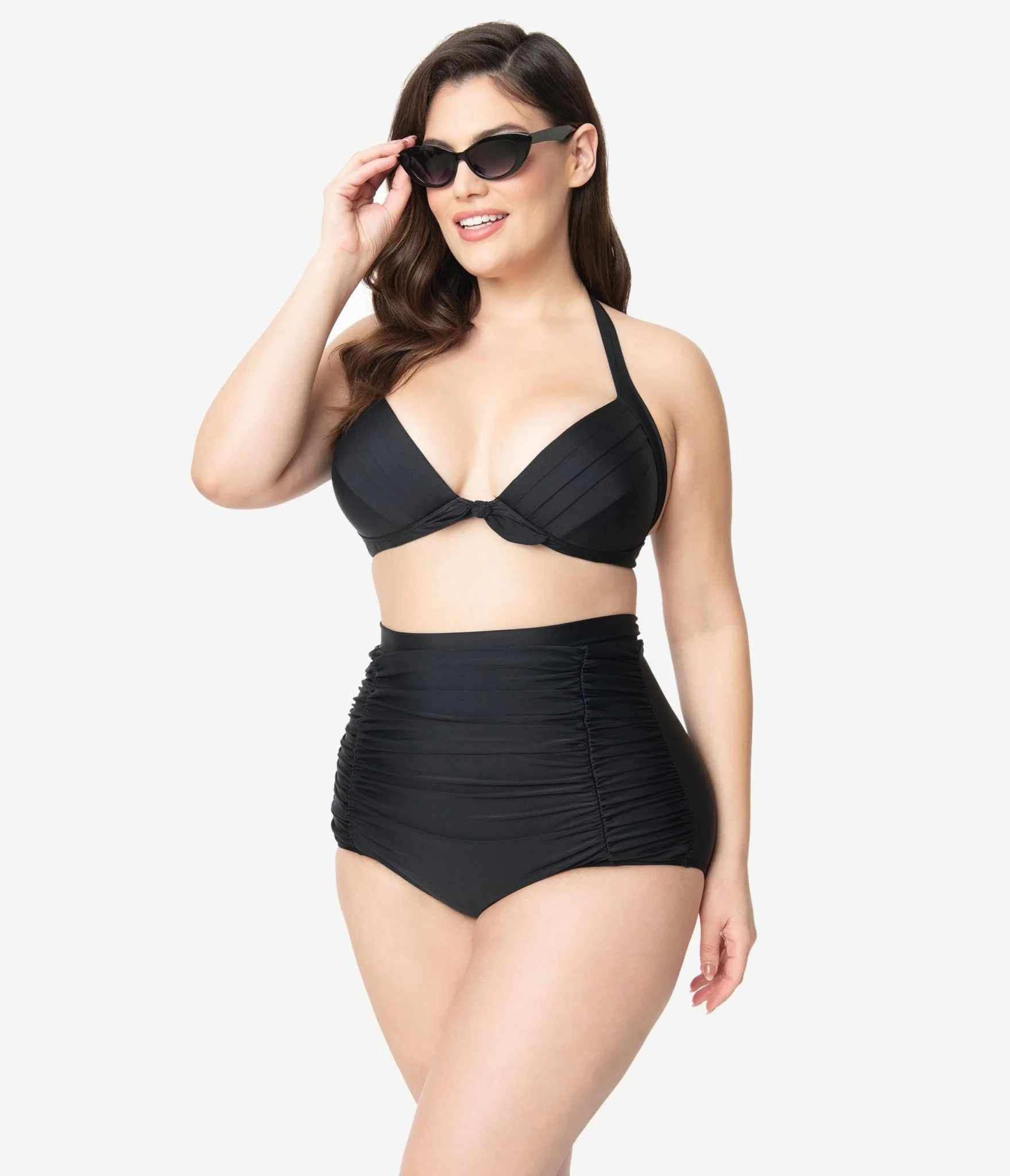 Unique Vintage Plus Size All Black Monroe High Waist Bikini Bottom - Image 5