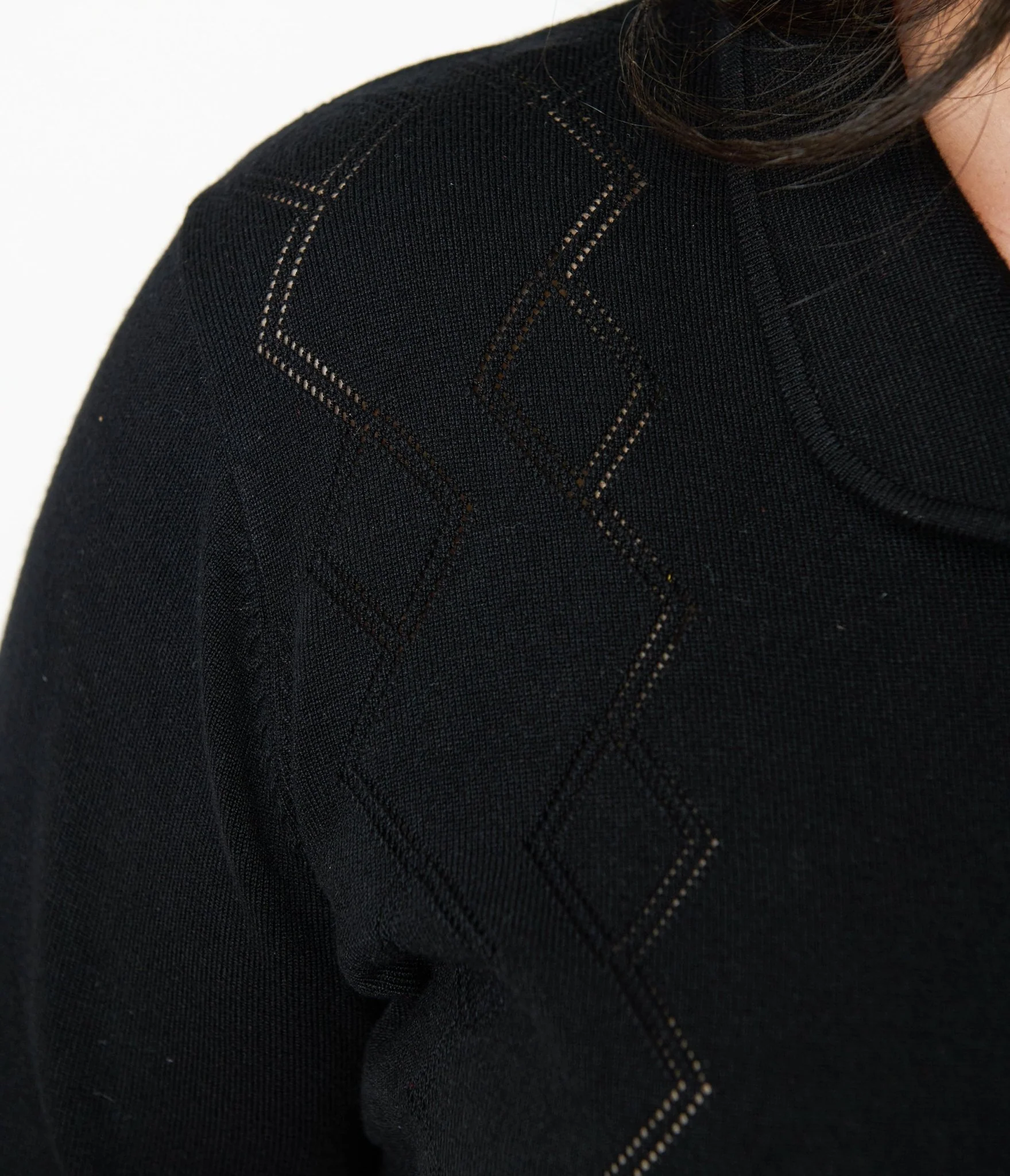 Unique Vintage Plus Size Black Diamond Knit Cardigan - Image 4