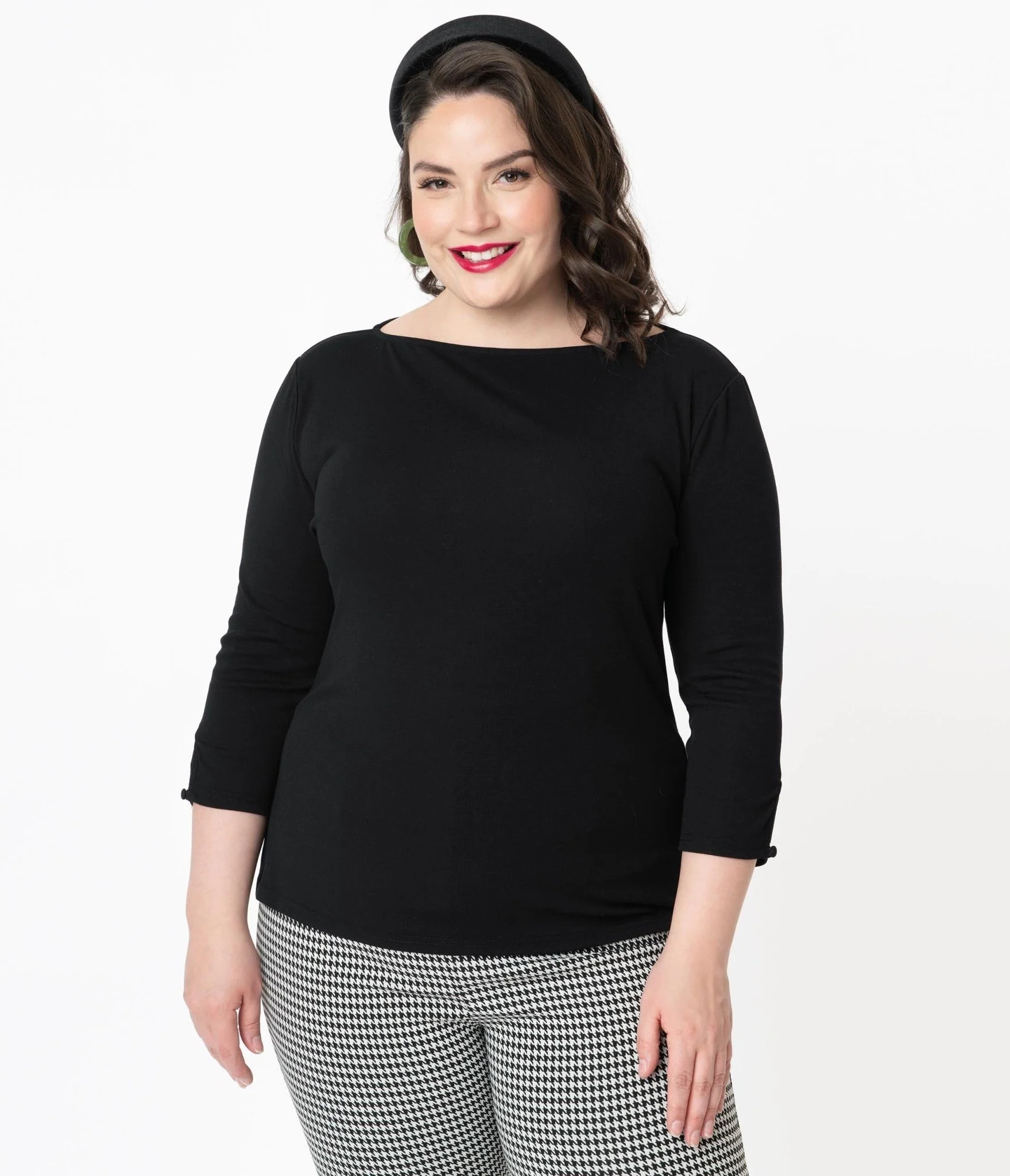 Unique Vintage Plus Size Black Gracie Top - Image 5