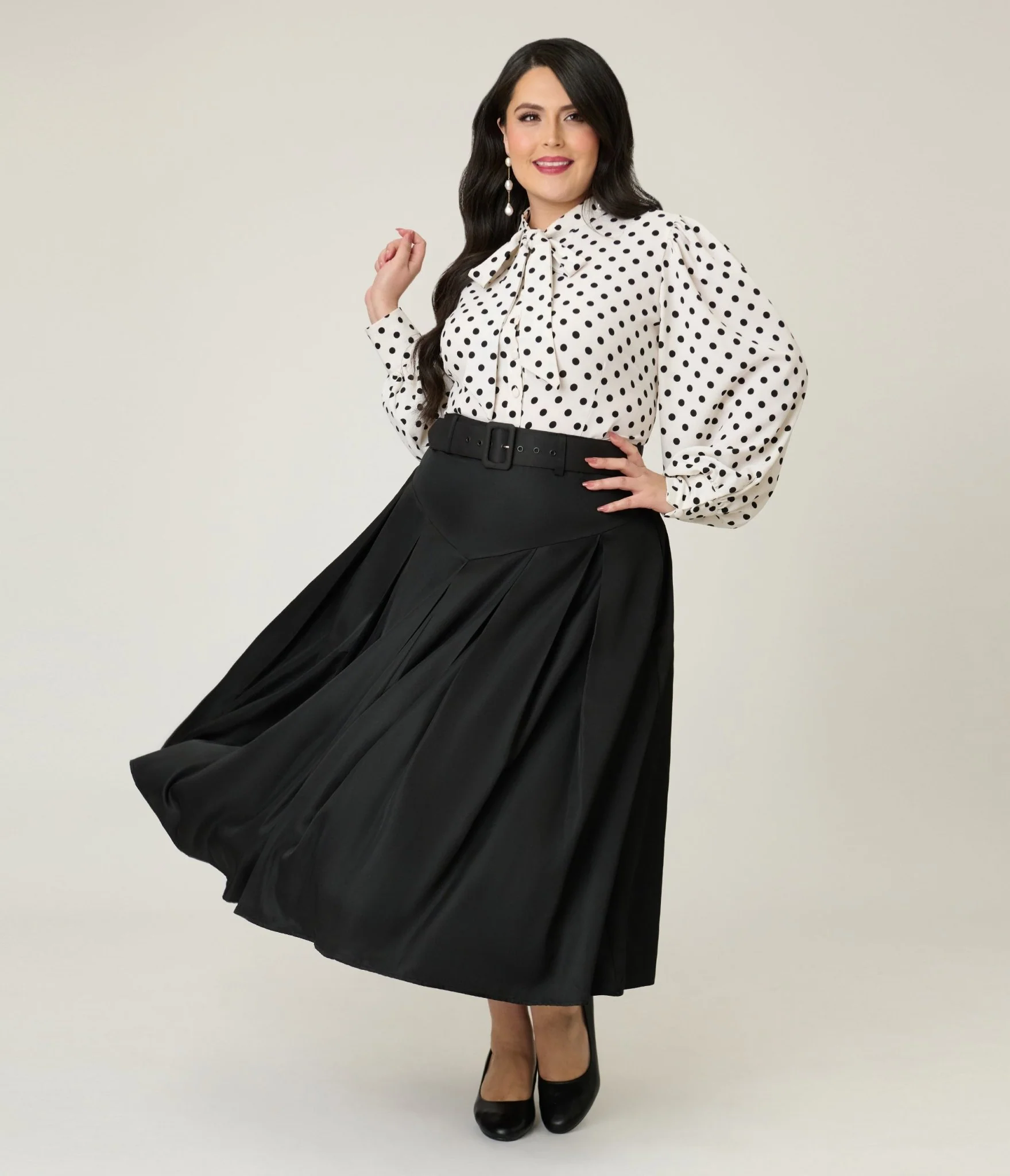 Unique Vintage Plus Size Black Midi Skirt - Image 5
