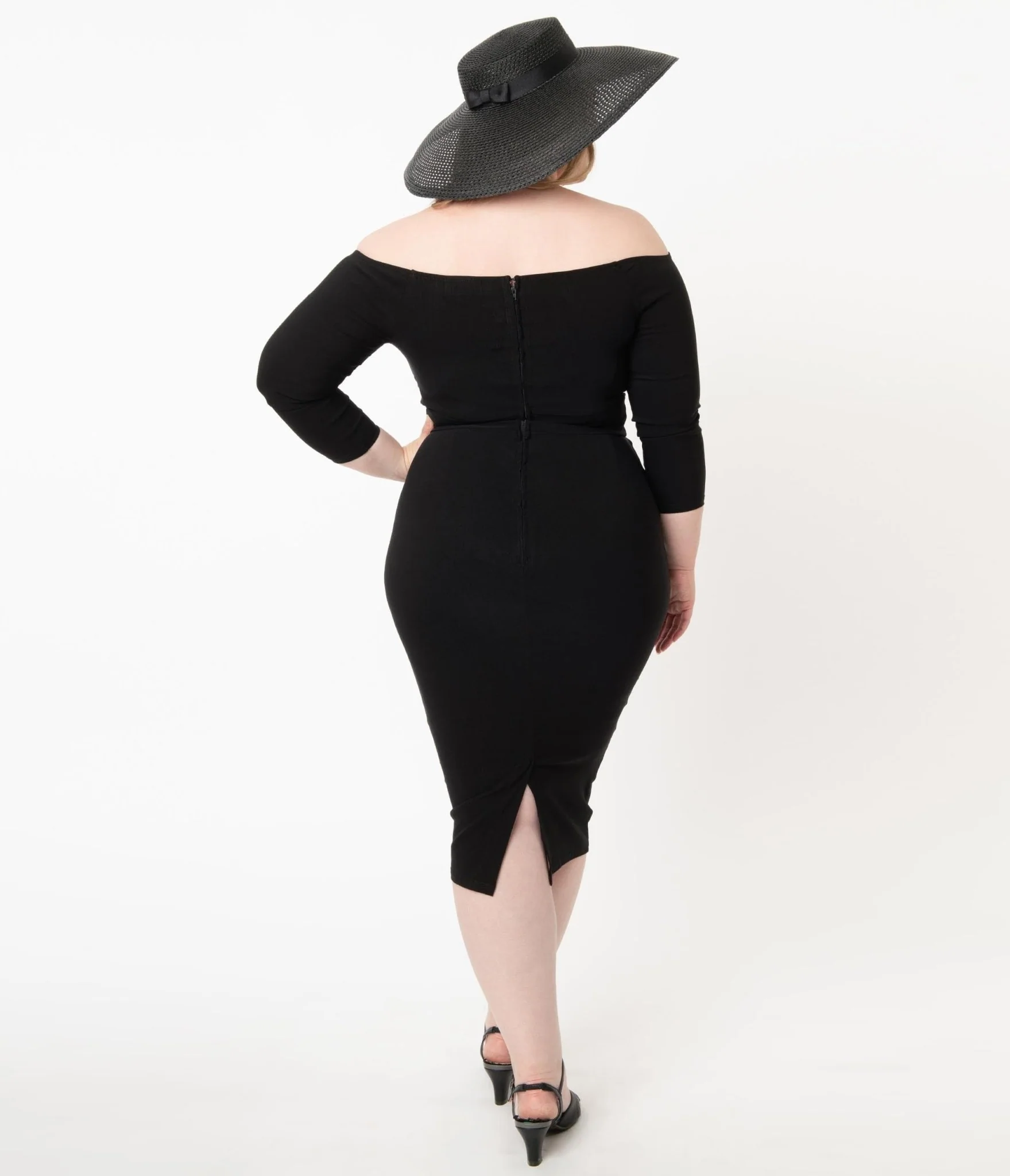 Unique Vintage Plus Size Black Shailene Pencil Dress - Image 2