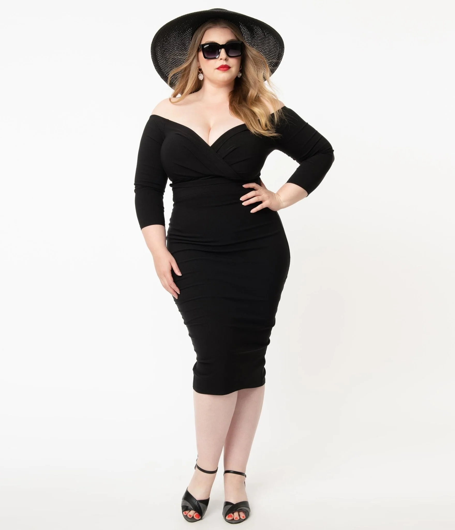 Unique Vintage Plus Size Black Shailene Pencil Dress - Image 4