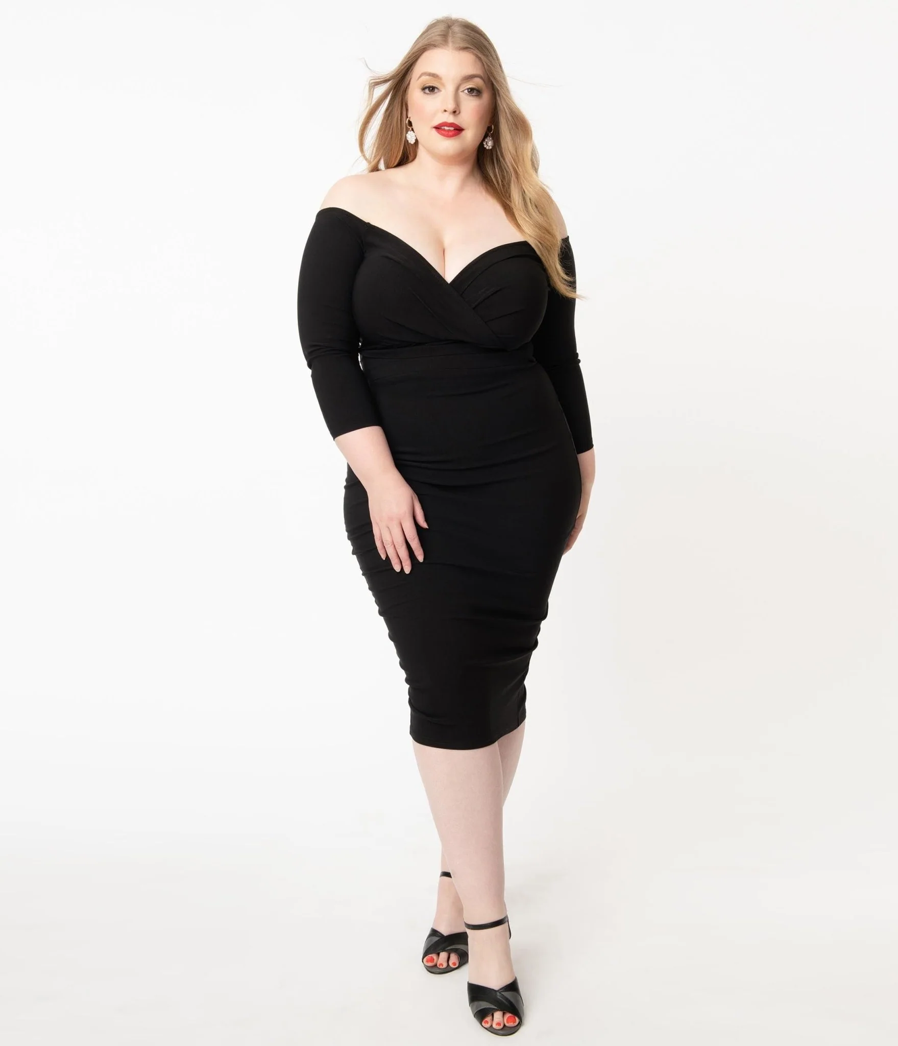 Unique Vintage Plus Size Black Shailene Pencil Dress - Image 5